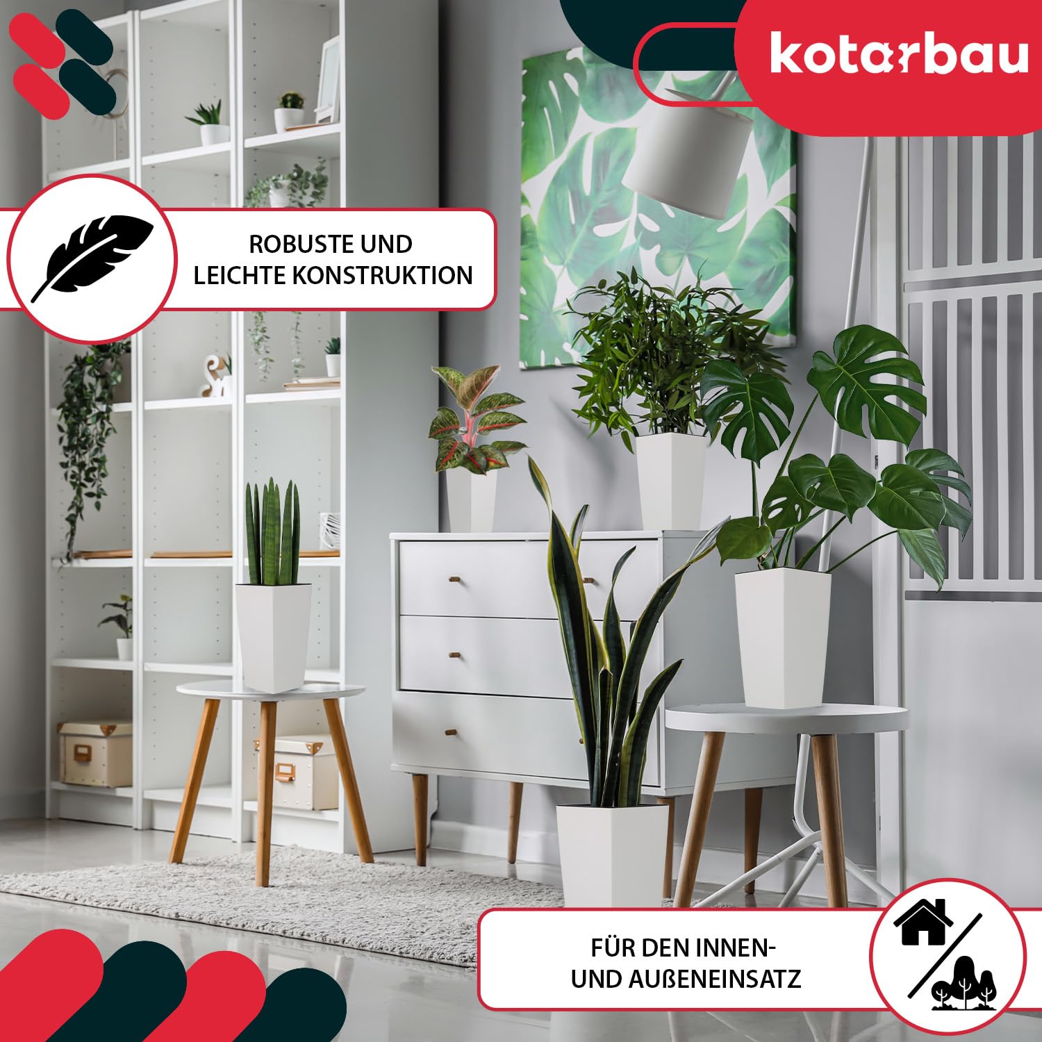 Doniczka 140x140x267 mm urbi square biała z wkładem - KOTARBAU - 4