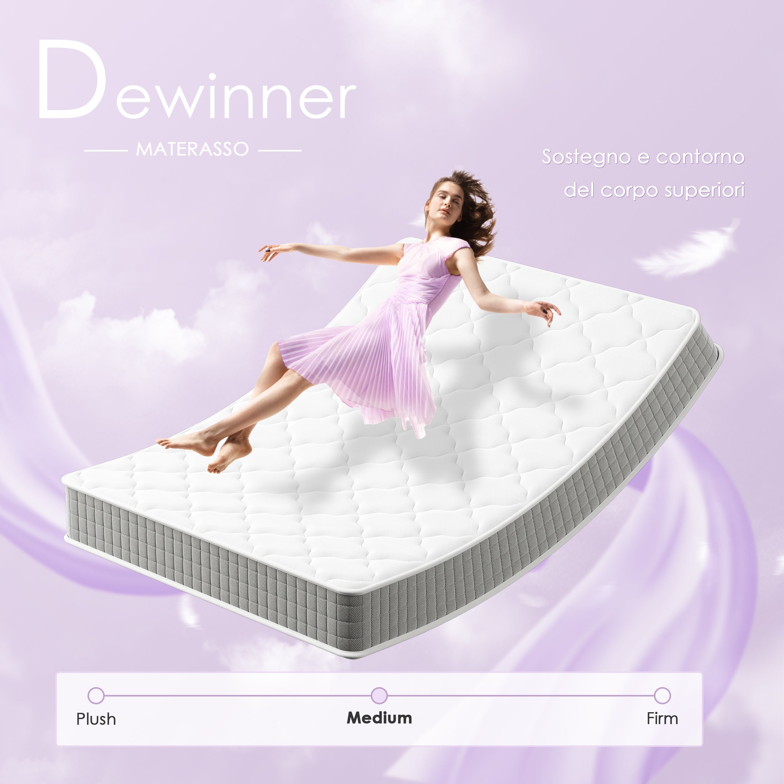 DEWINNER Matelas en mousse 140x190 cm - 25 cm de hauteur - 6