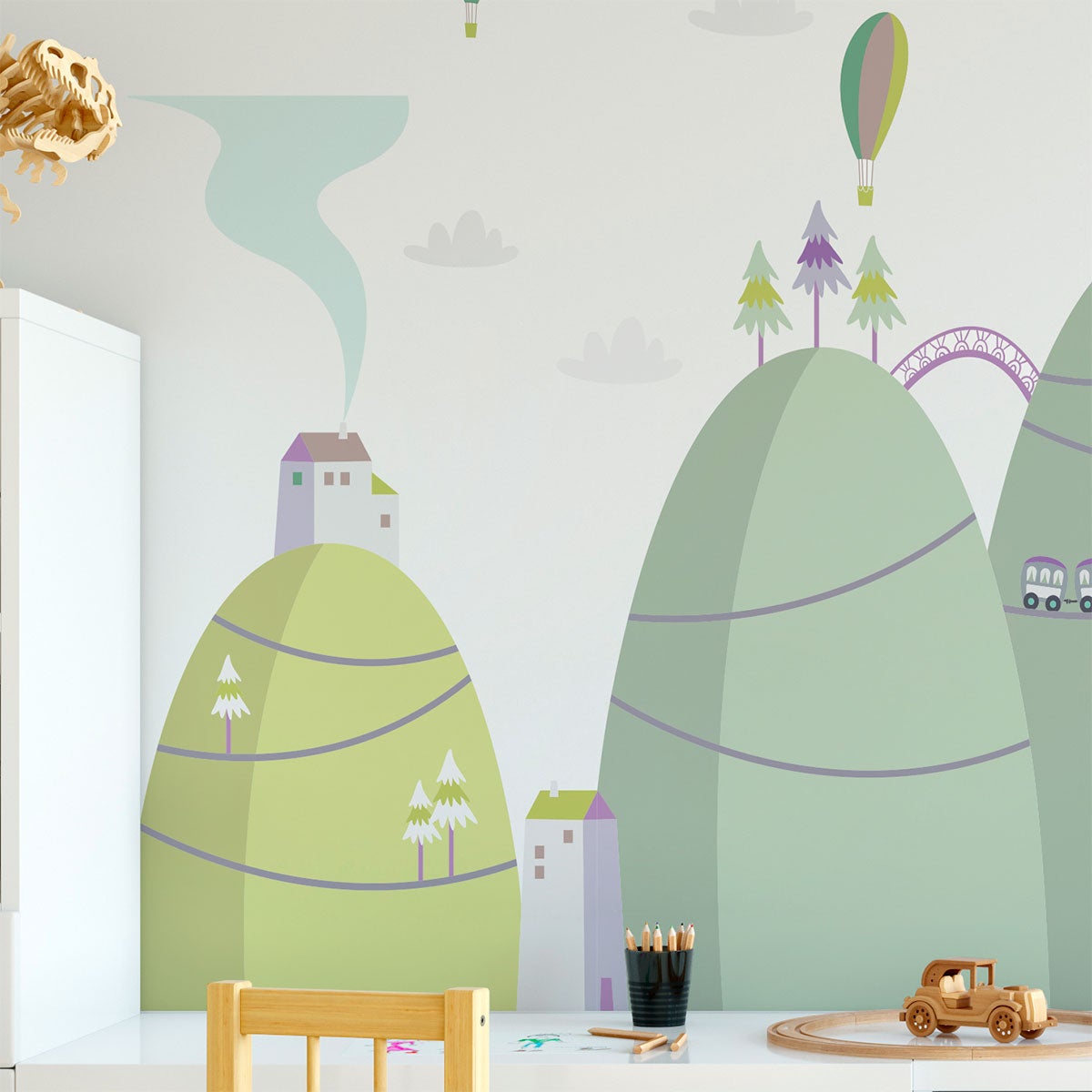 Adesivo mongolfiere delle montagne scandinave viste dal cielo - Sticker adesivo - adesivi murali - 60x90cm - 7