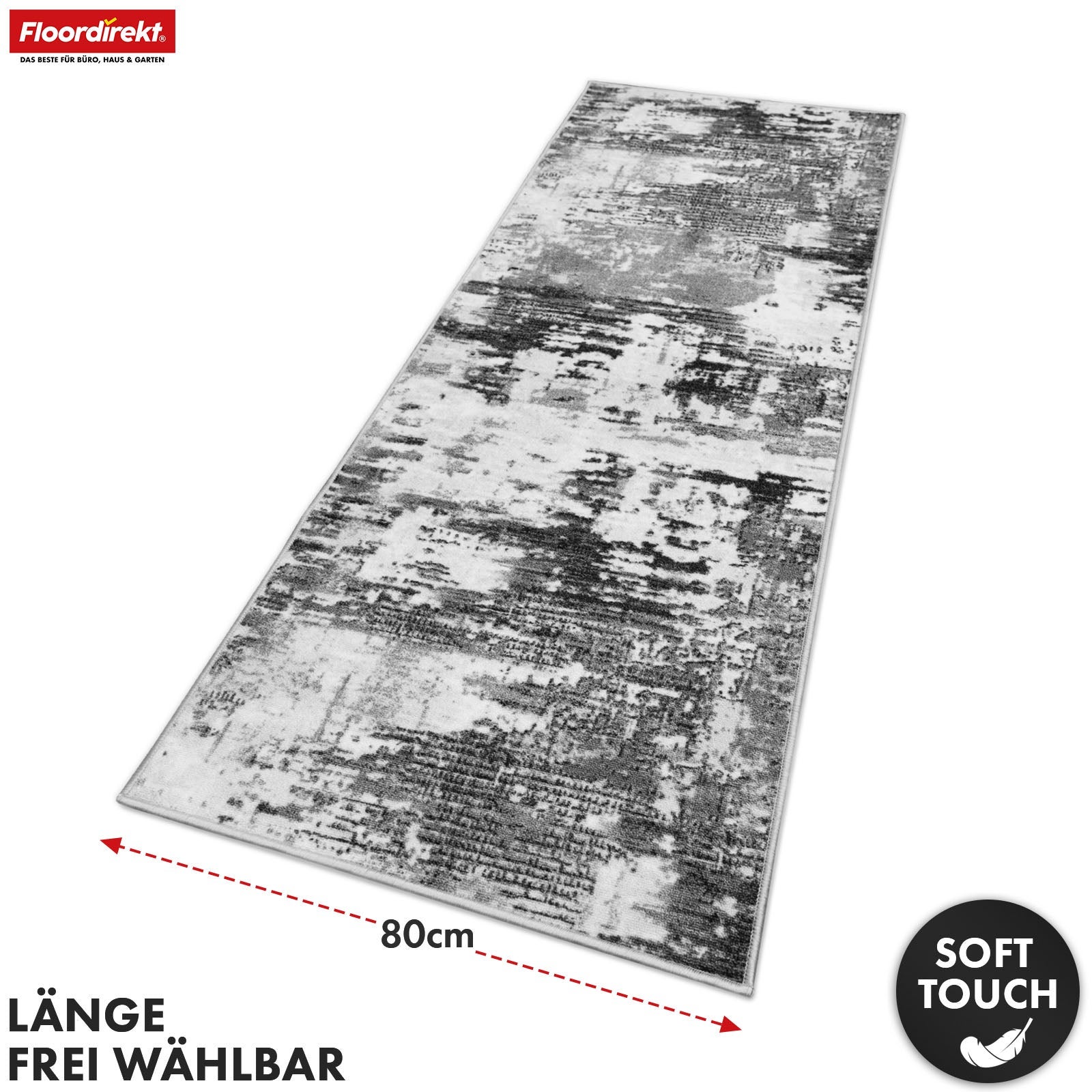 Tapis couloir Ravena pour sublimer vos espaces, Anthracite, 80 x 450 cm - 5