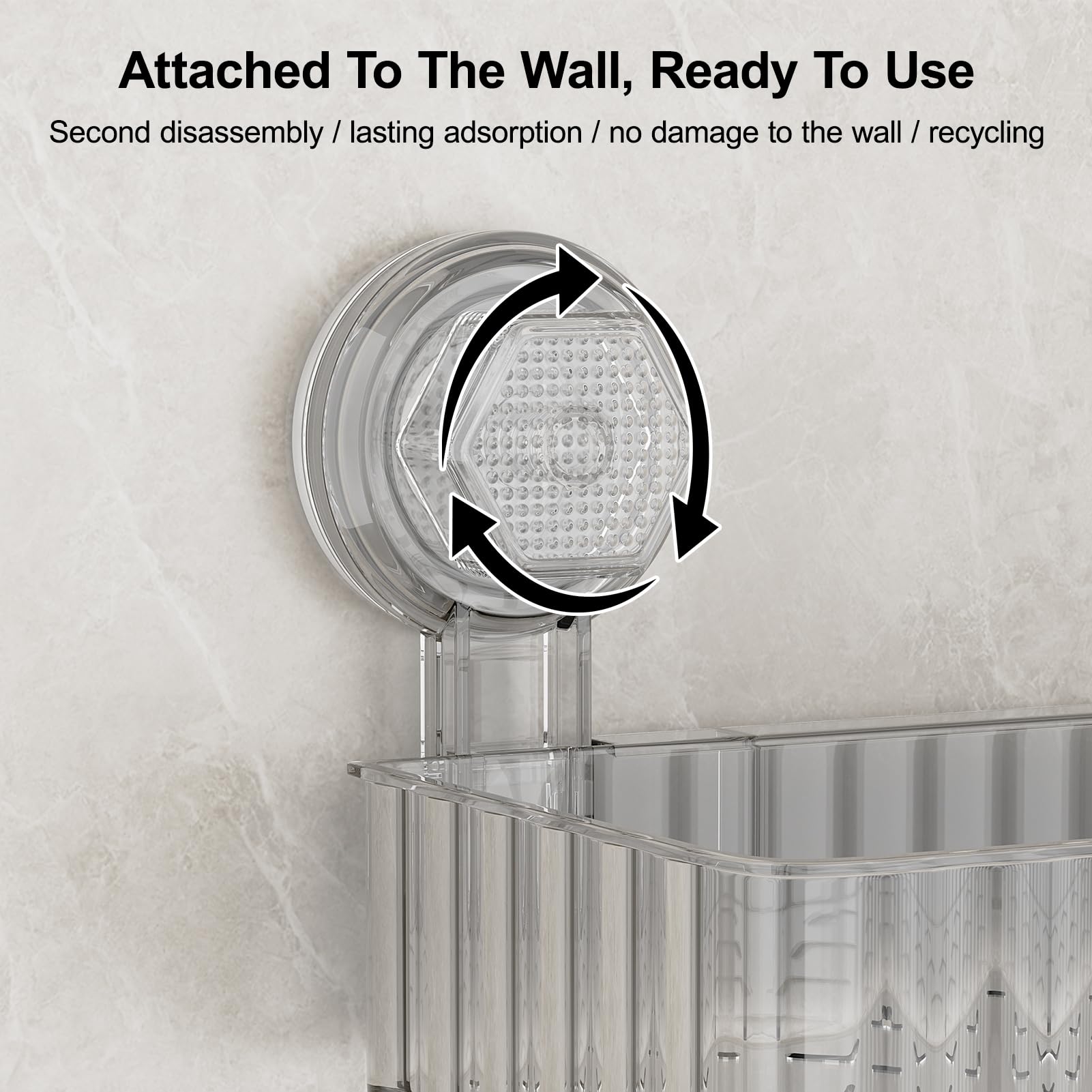 2 étagères de salle de bain à ventouse, rangement pour produits de toilette, rangement pour cosmétiques,sans perçage,installation en une seconde-Blanc - 4