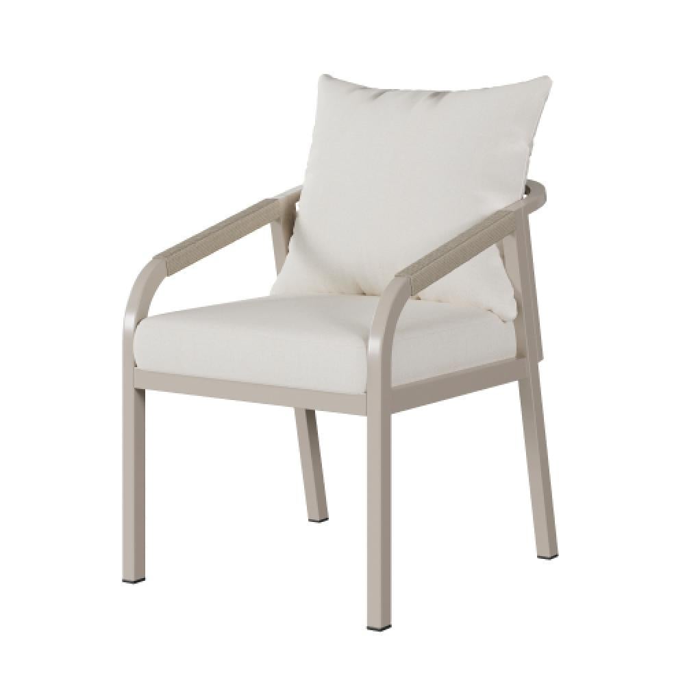 Ensemble repas de jardin 6 personnes avec table et chaises, acier galvanisé, plateau WPC résistant, design tressé moderne - 8