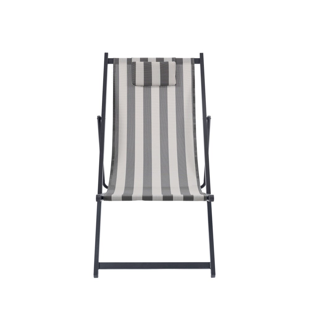 Lot 2 chiliennes aluminium transat jardin chaise longue extérieur terrasse Brisa - 3