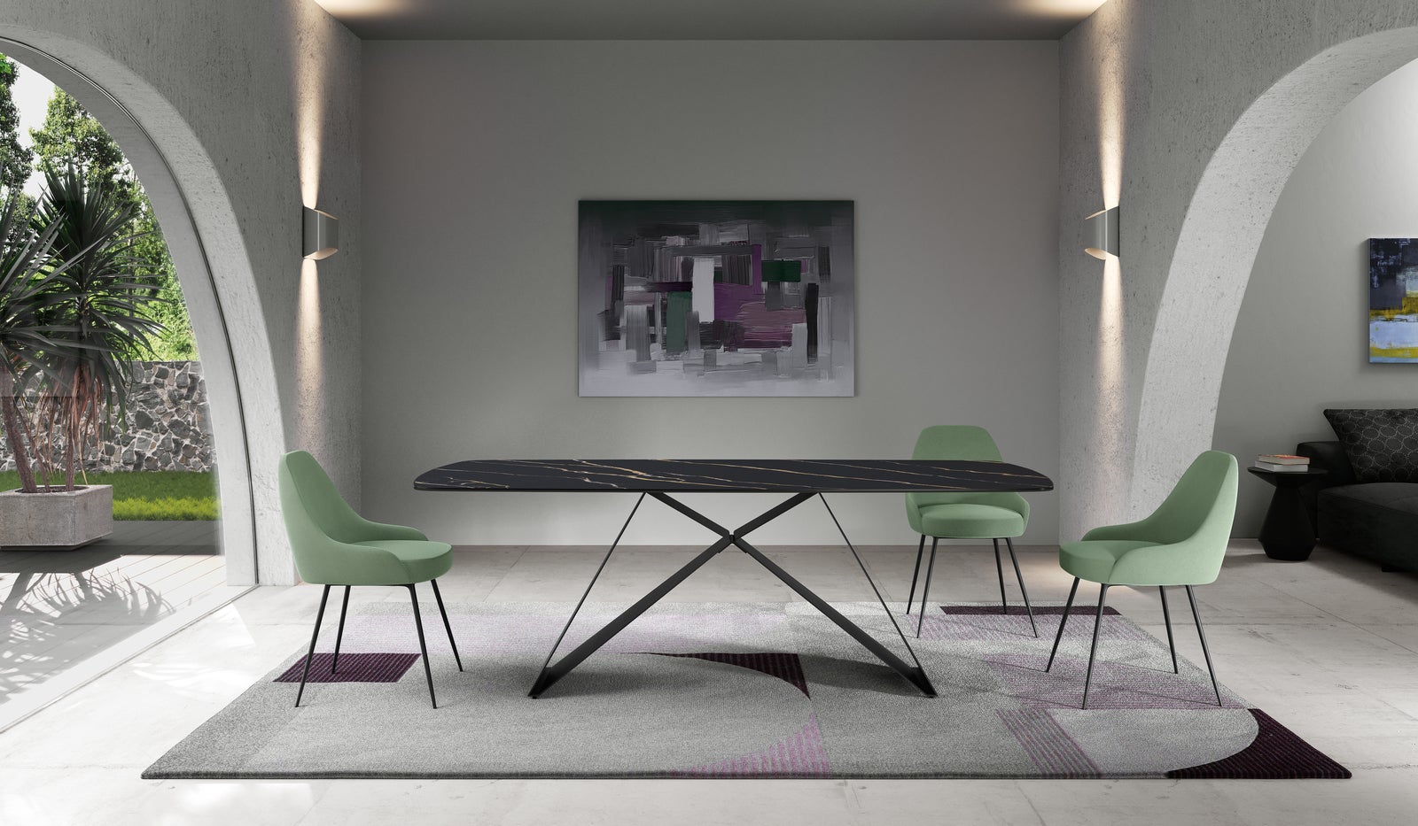 Thanos - Stół stały (220 x 110 cm) z czarnej ceramiki