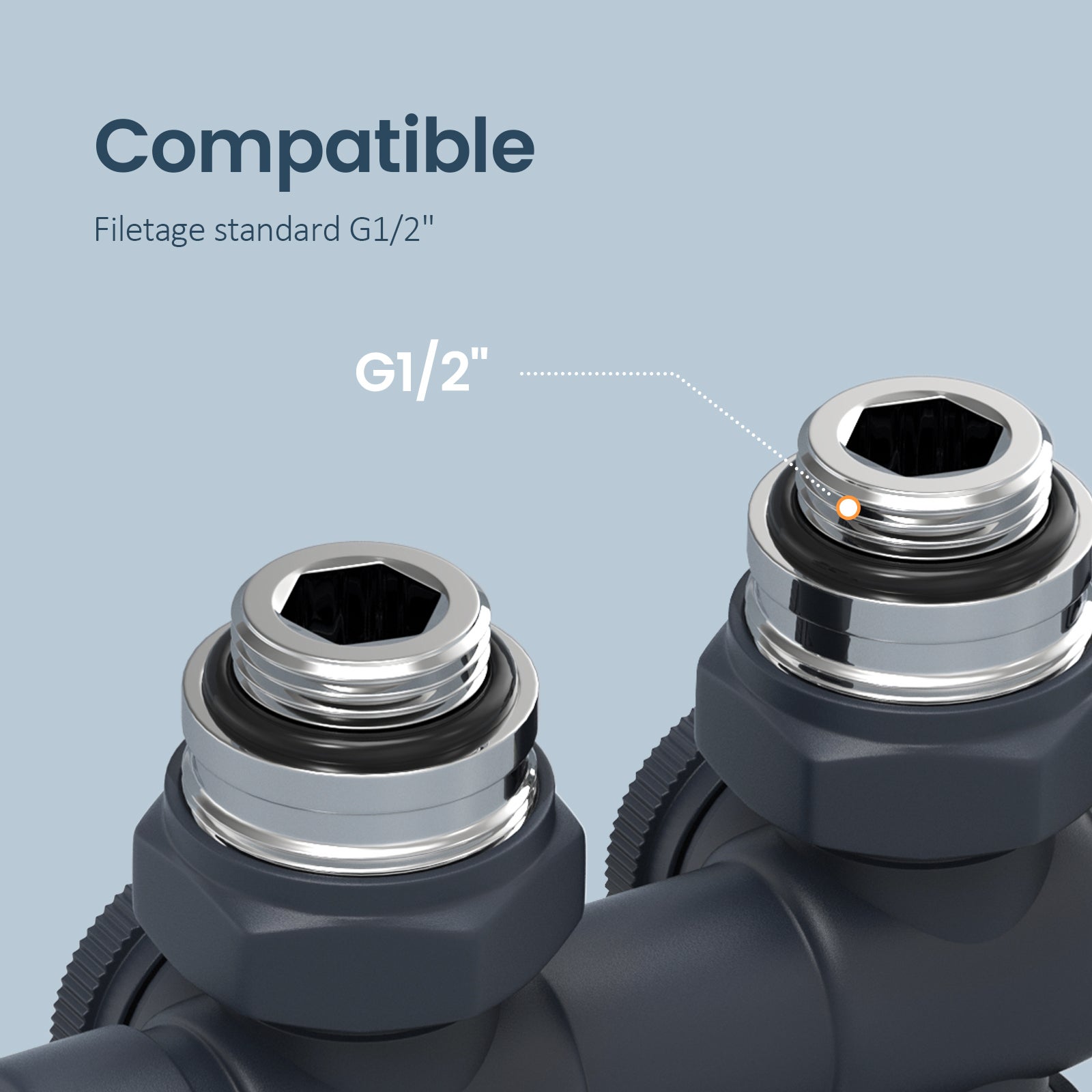Robinet de Radiateur EMKE Robinet Thermostatique pour Radiateur avec Contrôleur de Température (Anthracite) - 3