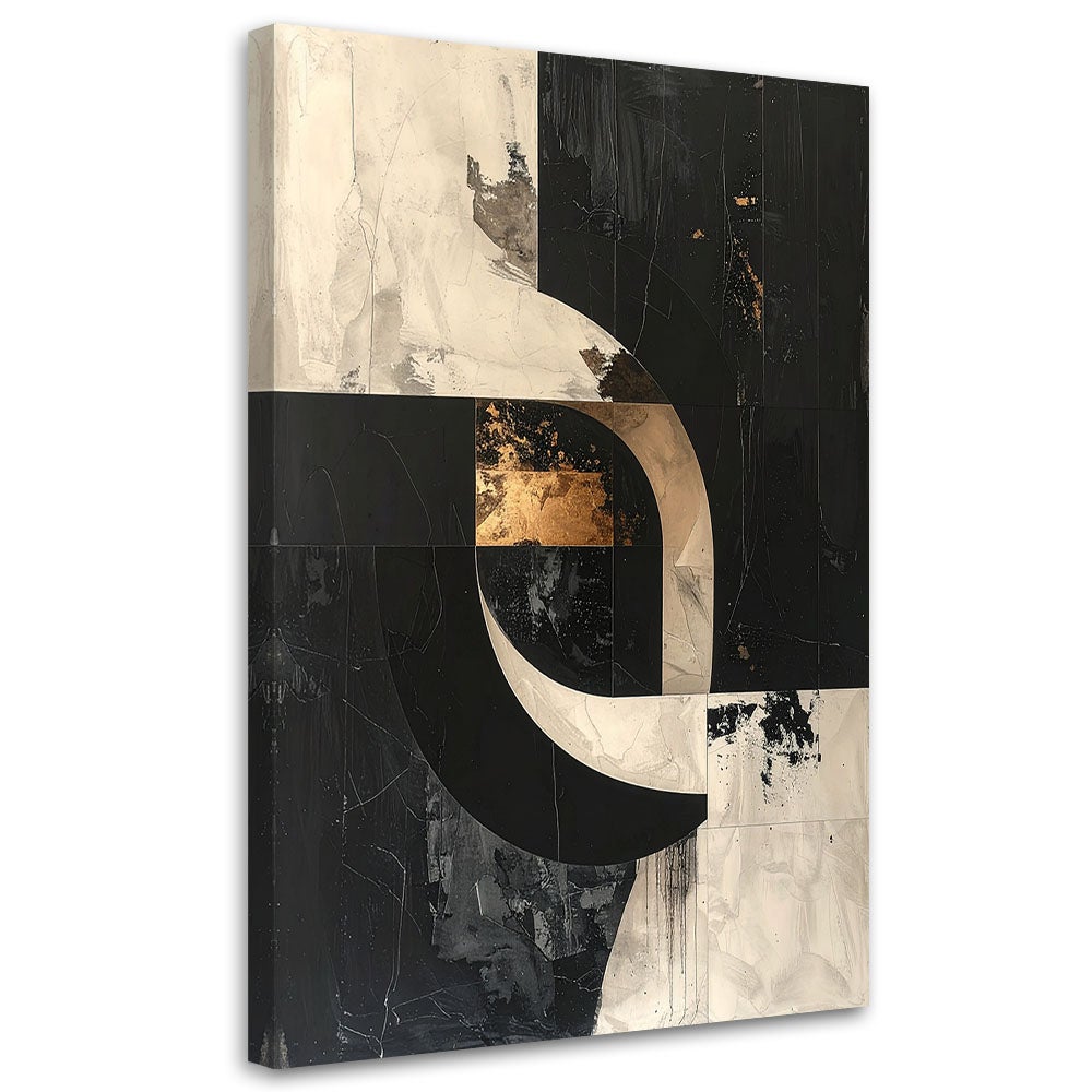 Obraz do salonu sypialni biura hotelu, Abstrakcja geometryczna czarny złoty 40x60