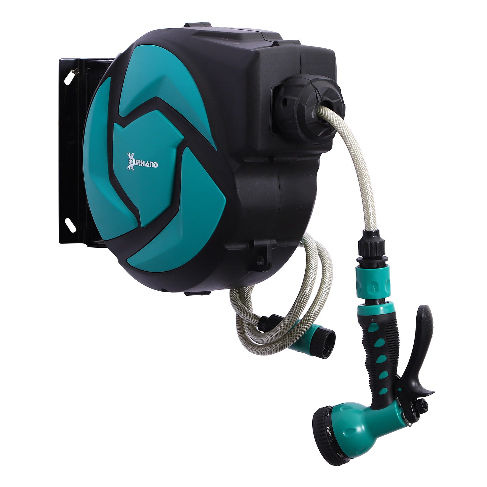 HOZEREEL Avvolgitubo Automatico Retrattile Da Giardino 15 M X 1,27 Cm - Montaggio A Parete Con 10 Ugelli Grigio