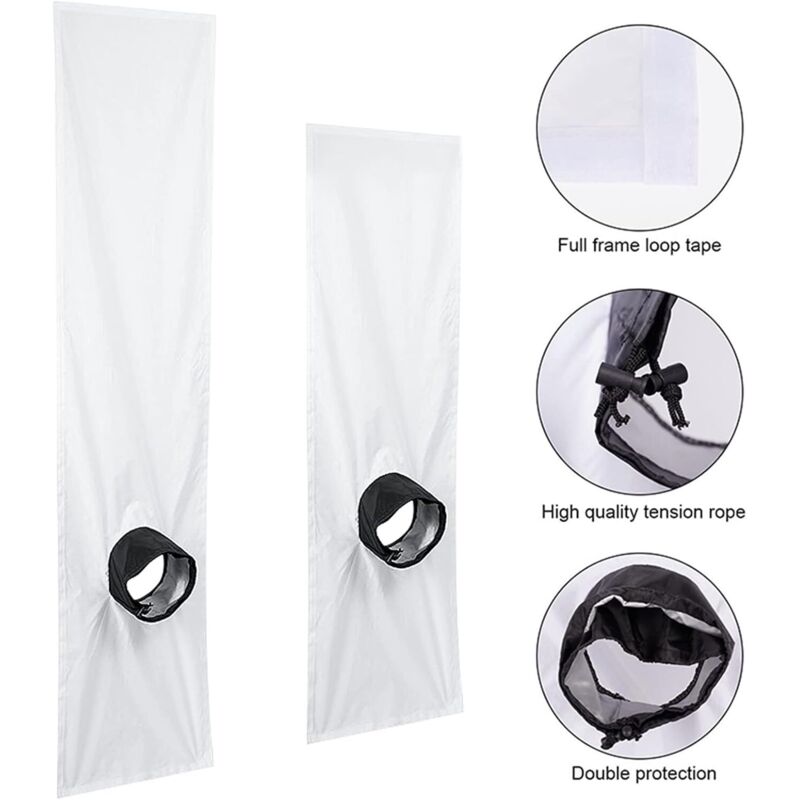 Kit de joint de fenêtre universel pour climatiseur portable et sèche-linge, tissu étanche avec coupleur réglable et corde de tension (1 pièce, 2 m) - 2