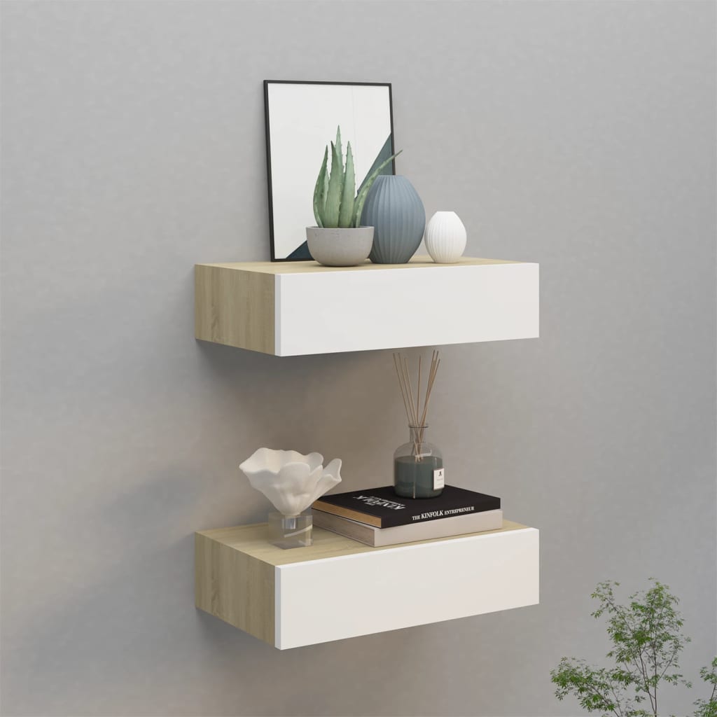 Étagère flottante murale | Étagère de rangement chêne 80x23,5x3,8 cm MDF CFW936588 - 2