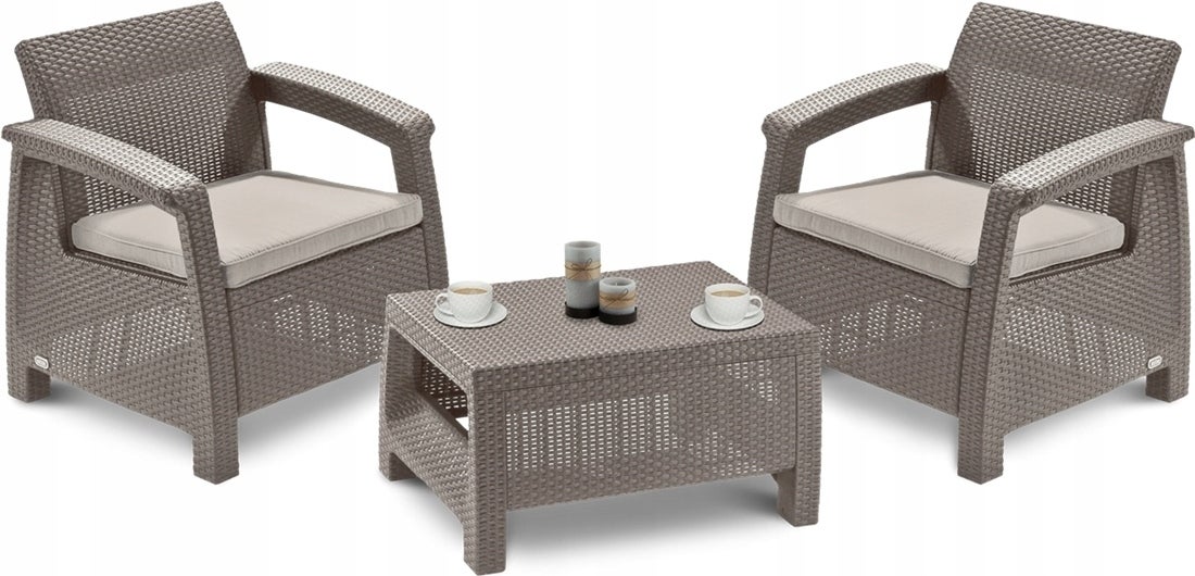 Zestaw Mebli Ogrodowych CORFU SET Stolik SOFA 2xFotel na Balkon Taras Keter 1 szt
