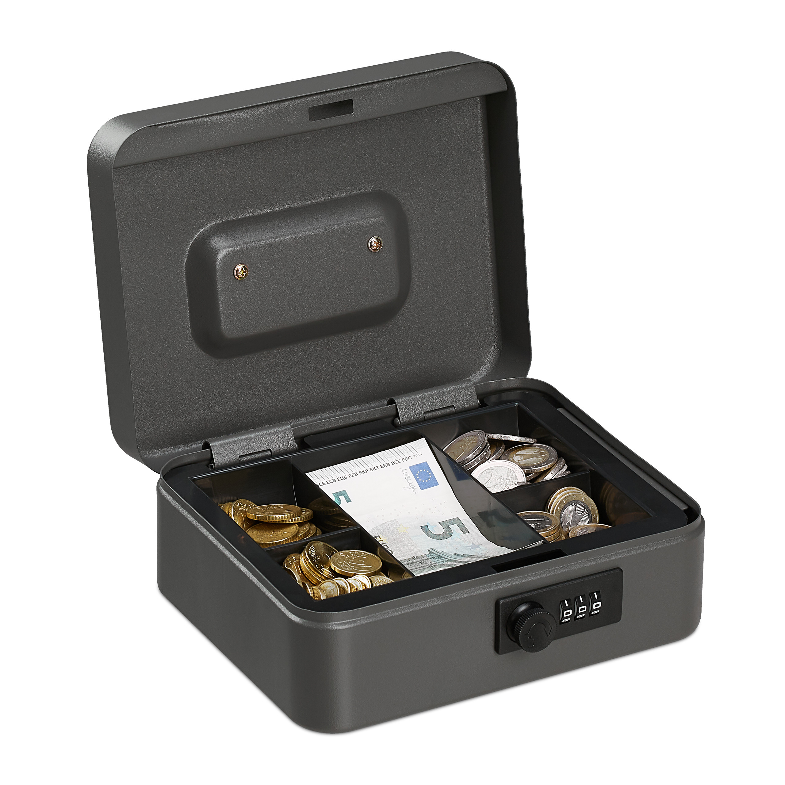 Cassetta Portavalori Con Combinazione - Salvadanaio Metallico Per Monete E Banconote, Ideale Per Negozi E Mercatini - Foto 2