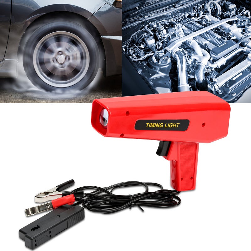 Pistolet Stroboscopique 12V - Réglage Allumage Moteur Essence - Lampe Xenon - Pinces Incluses - Pour Voiture/Moto