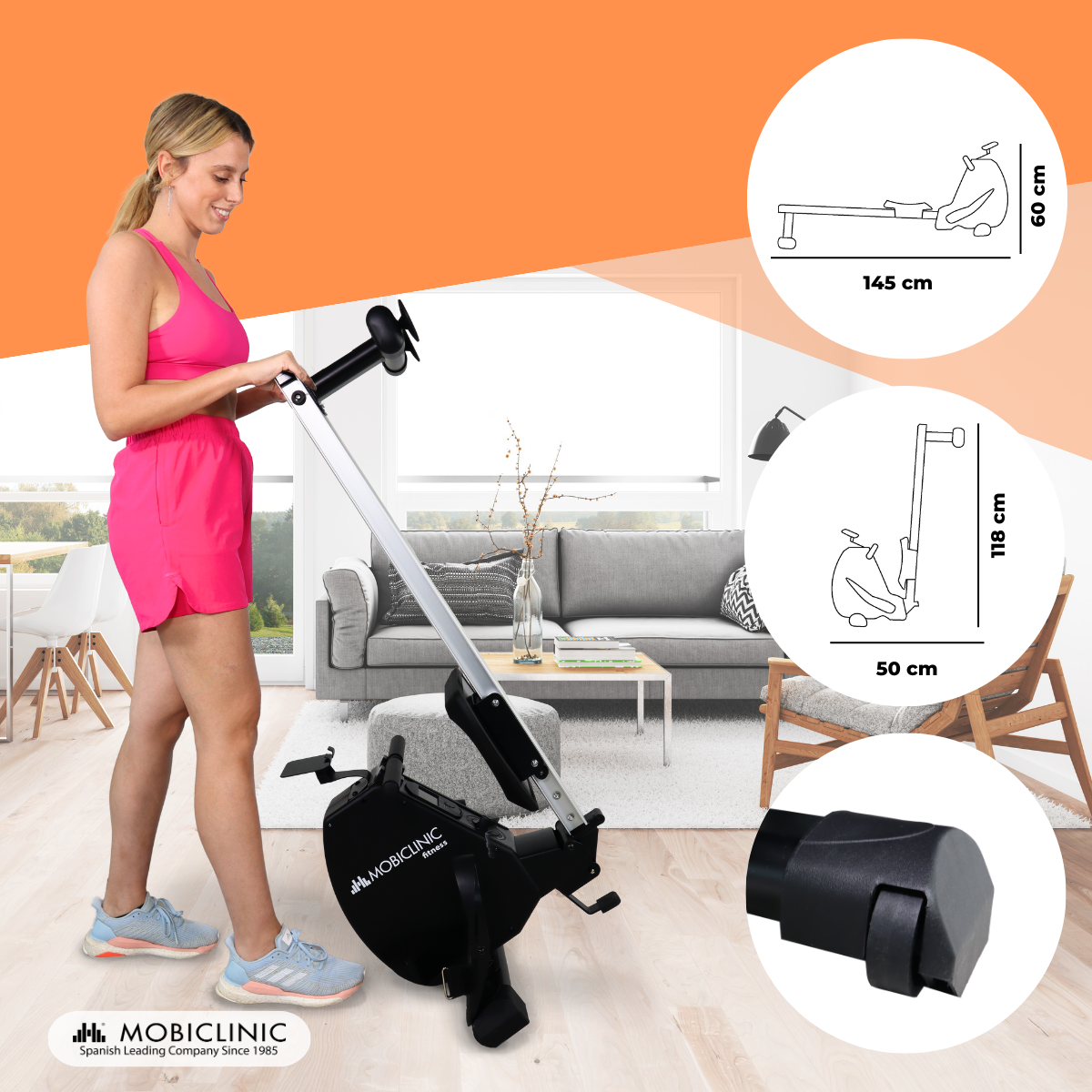 Máquina de remo dobrável 6 kg 8 níveis de resistência Max120 kg Preto RowFit - 3