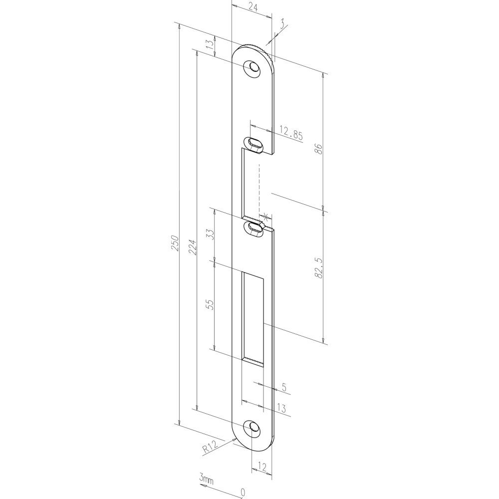 Têtière de gâches à larder 370 HZ fixe zingué gauche EFF EFF 6370404 - 2