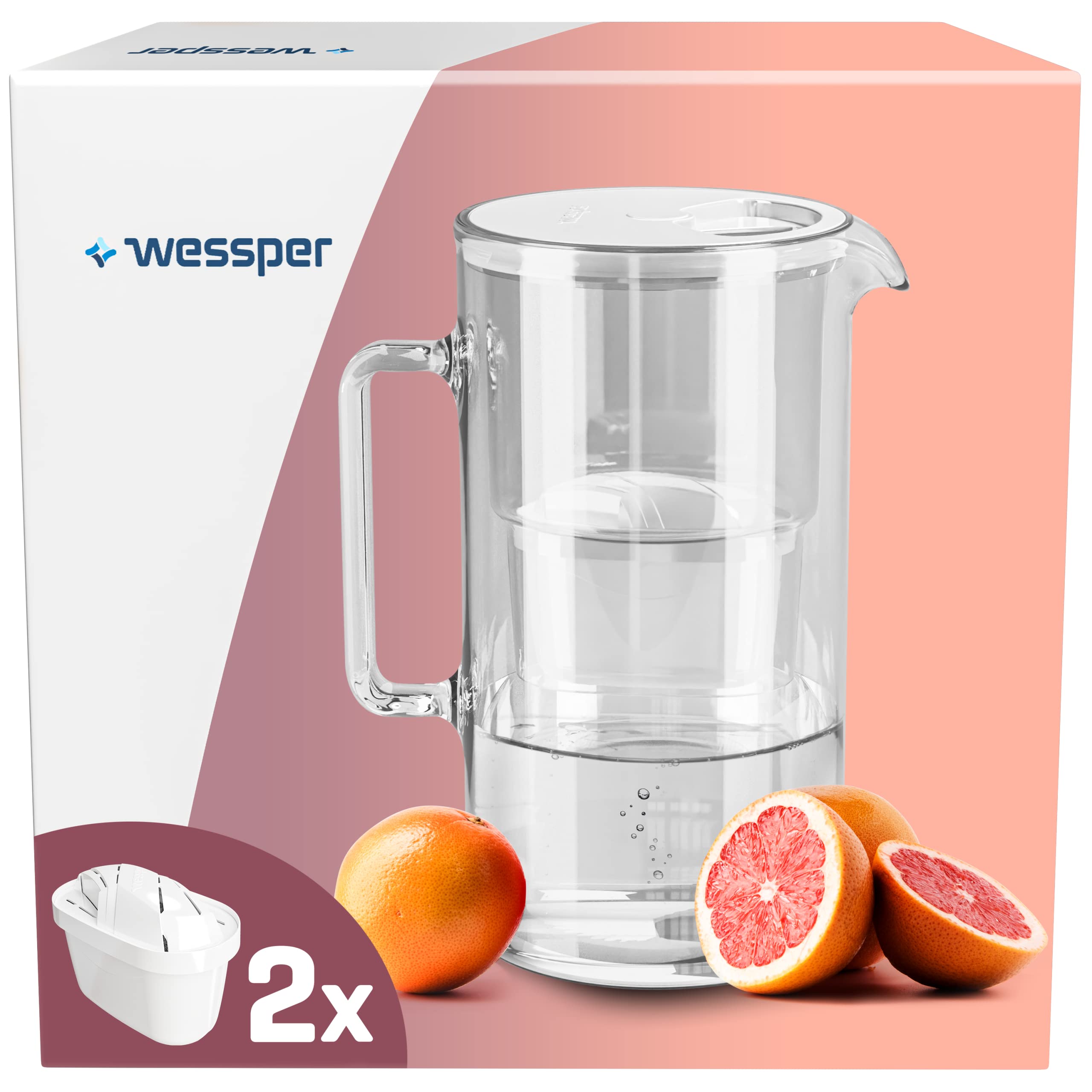 Wessper Caraffa Filtrante In Vetro Con 1 Cartuccia (Compatibile Con Brita Maxtra), Elimina Cloro - Foto 4