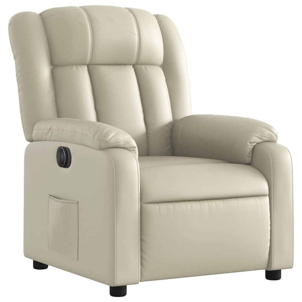 Fauteuil inclinable électrique Crème Similicuir - 4