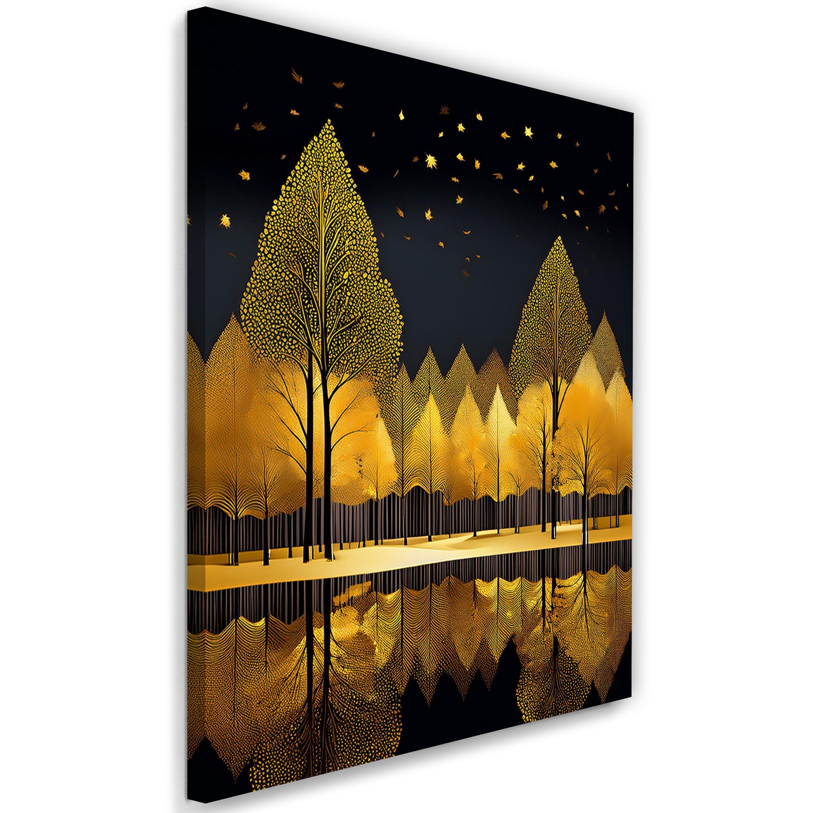 Obraz na płótnie, Złoty Las Krajobraz Jezioro Natura 70x100