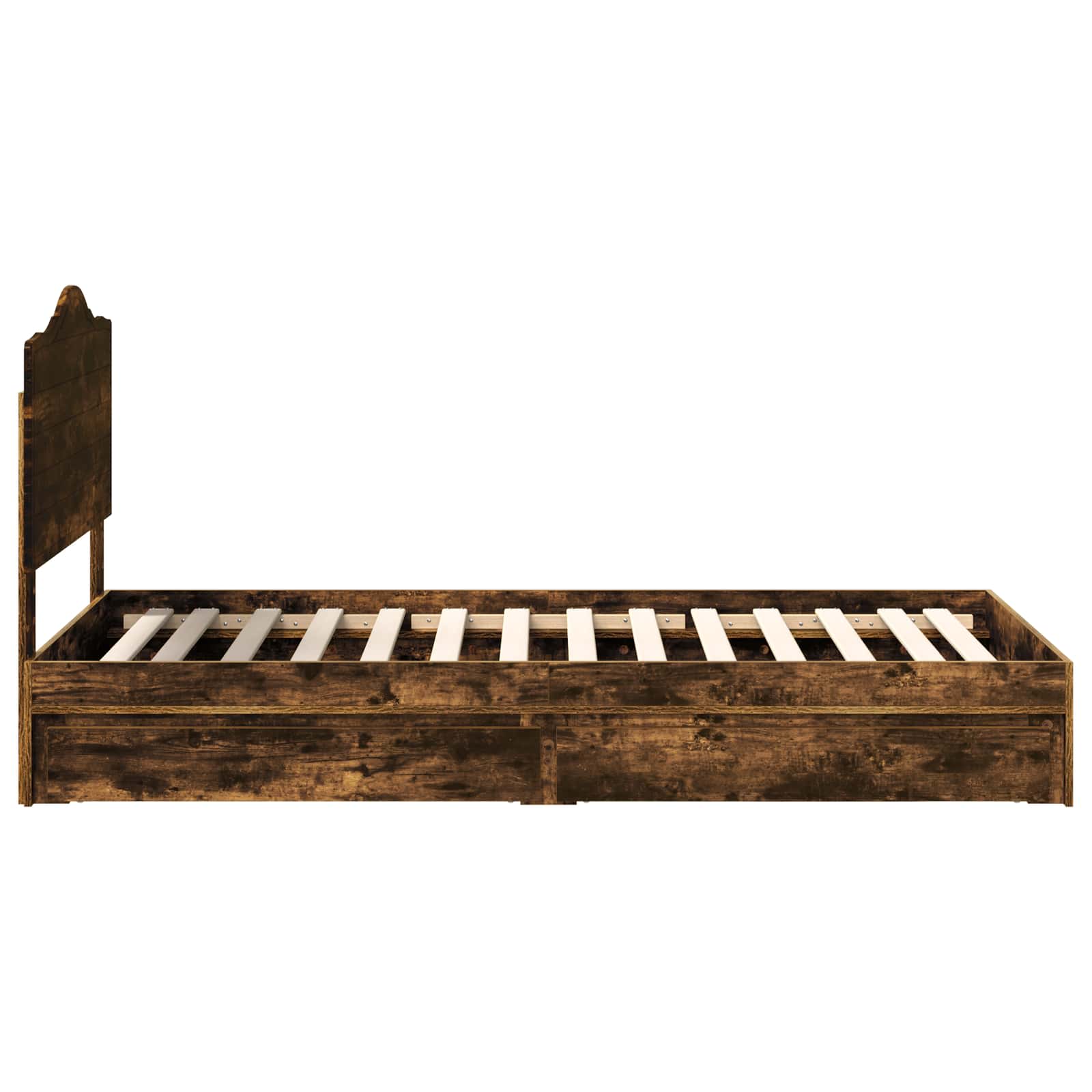 Lit avec rangement, panneau de bois, chêne fumé, pour la chambre, 90 × 200 cm - 9