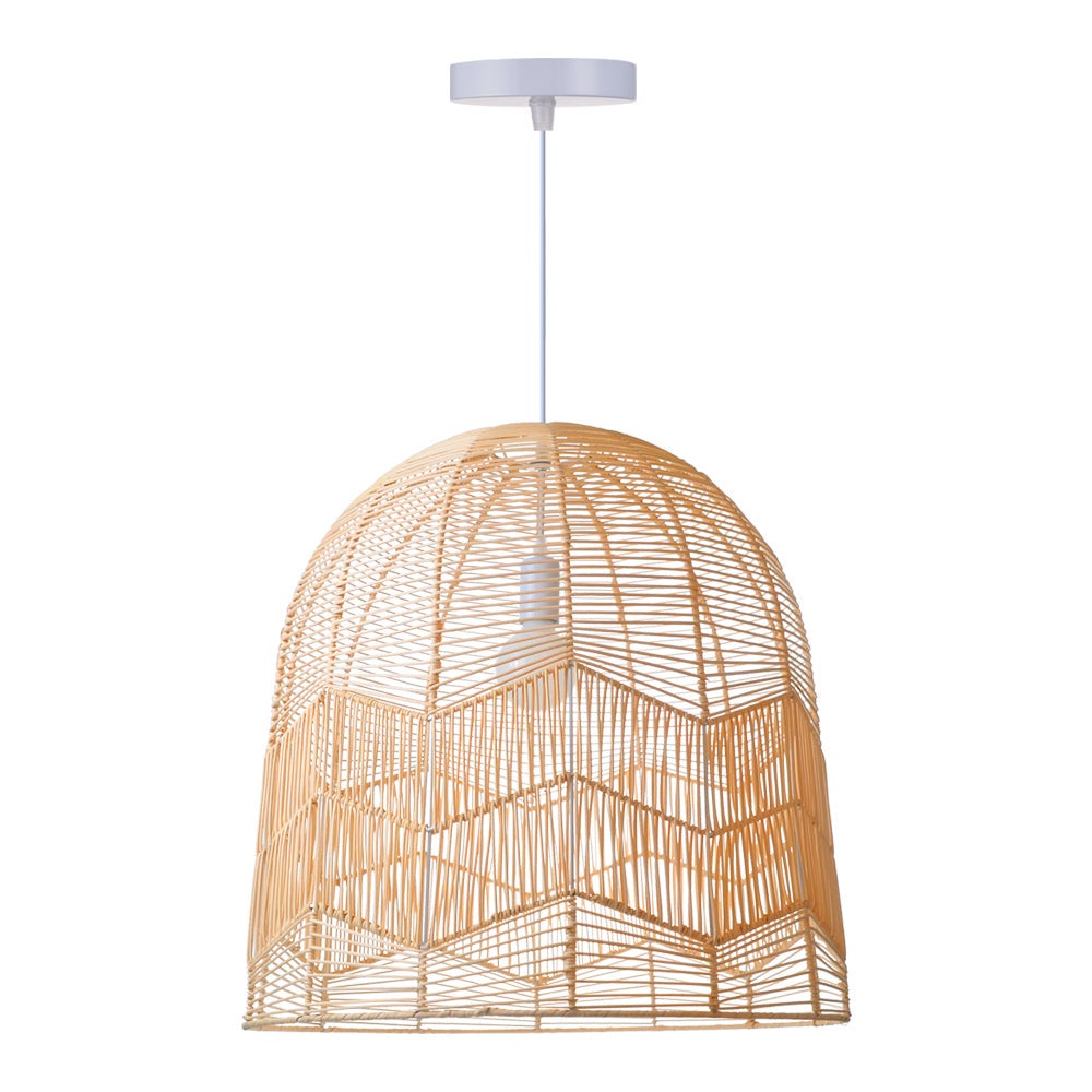 Luminaires suspendus en rotin Lanterne géométrique simple Chandelier de plafond pour îlot de cuisine D40 cm x H40 cm - 3