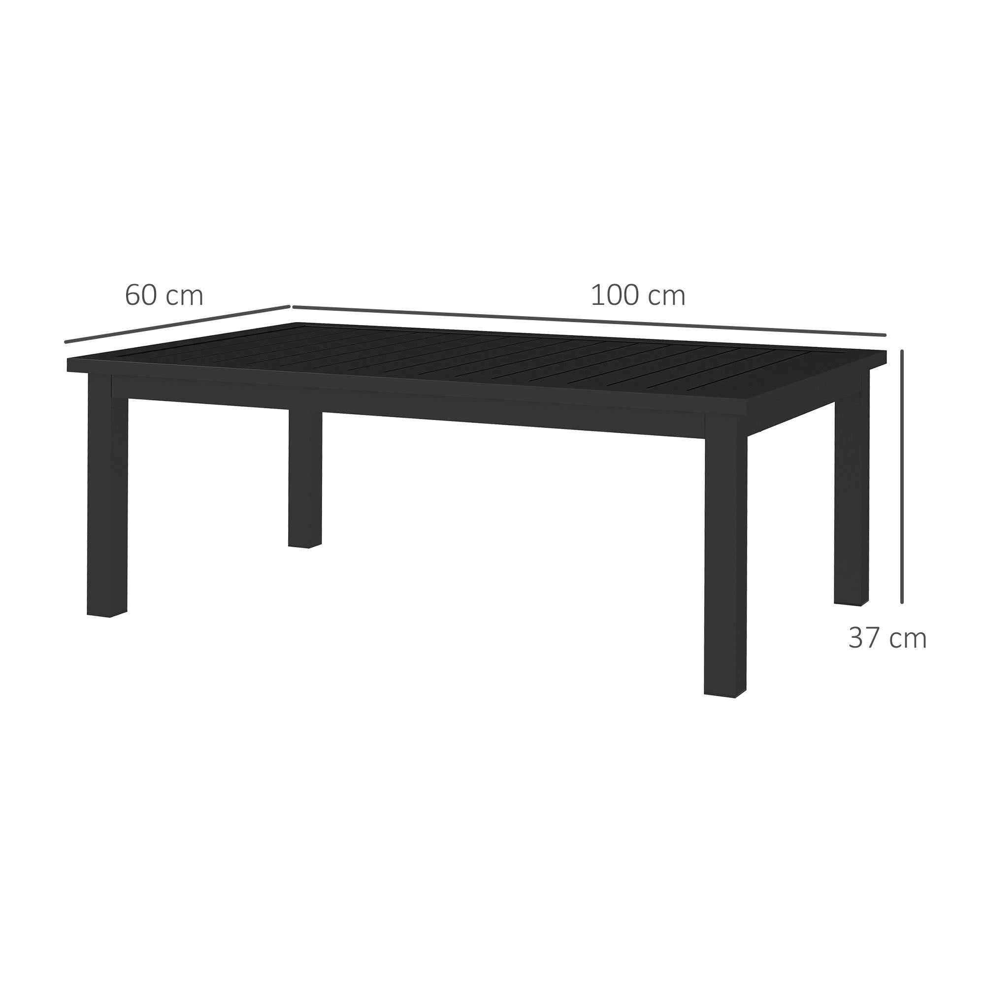 Table basse de jardin ovale en Aluminium Noir 3 places - 5