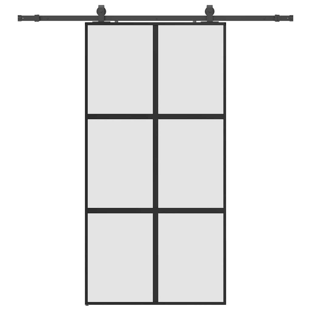 Puerta corredera herrajes negro 102,5x205 cm vidrio templado vidaXL - 2