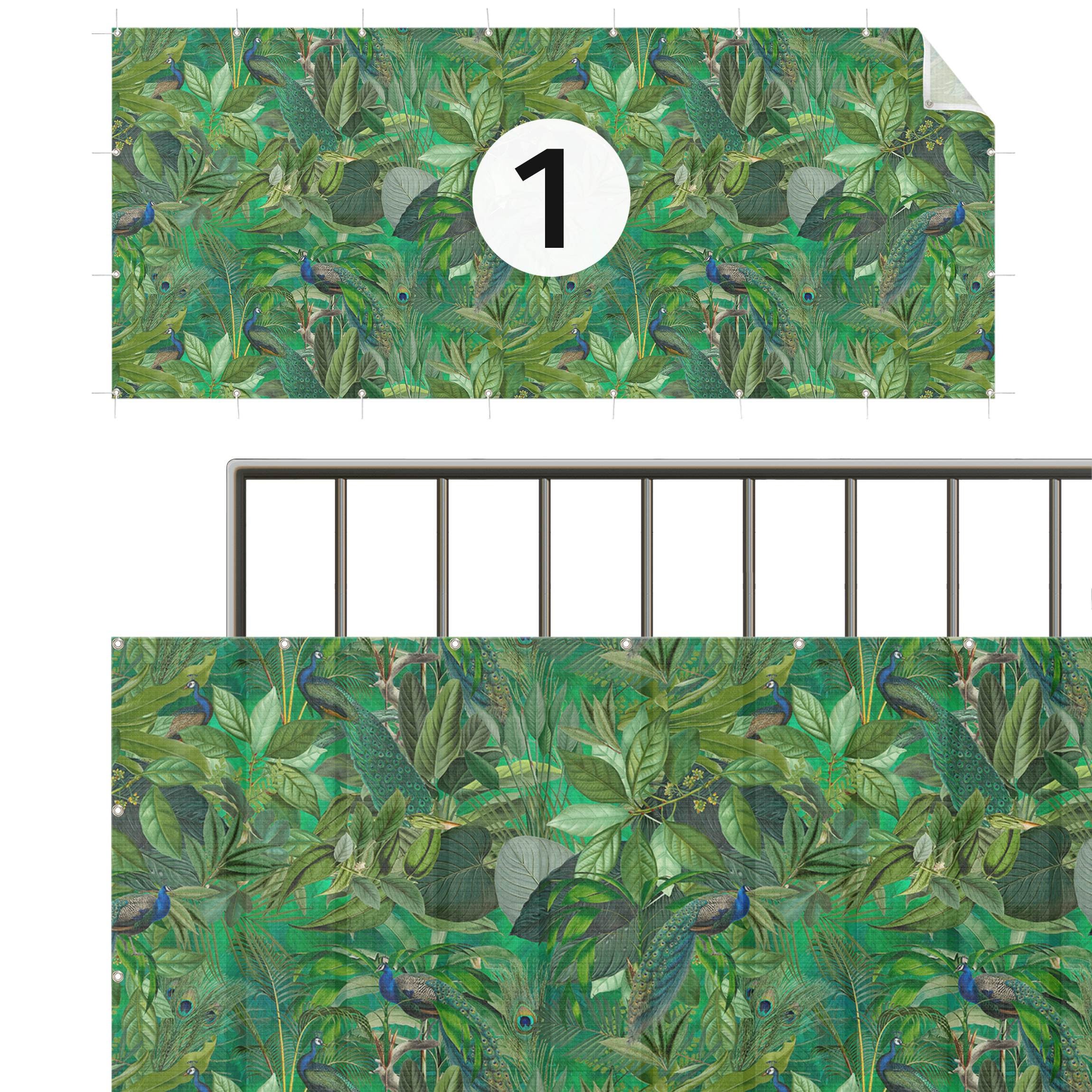 Brise vue brise vent balcon appartement jardin vert H.0,75 x L.8,5 M avec attaches résistant aux intempéries 270 g/m² mesh 1148 - 5