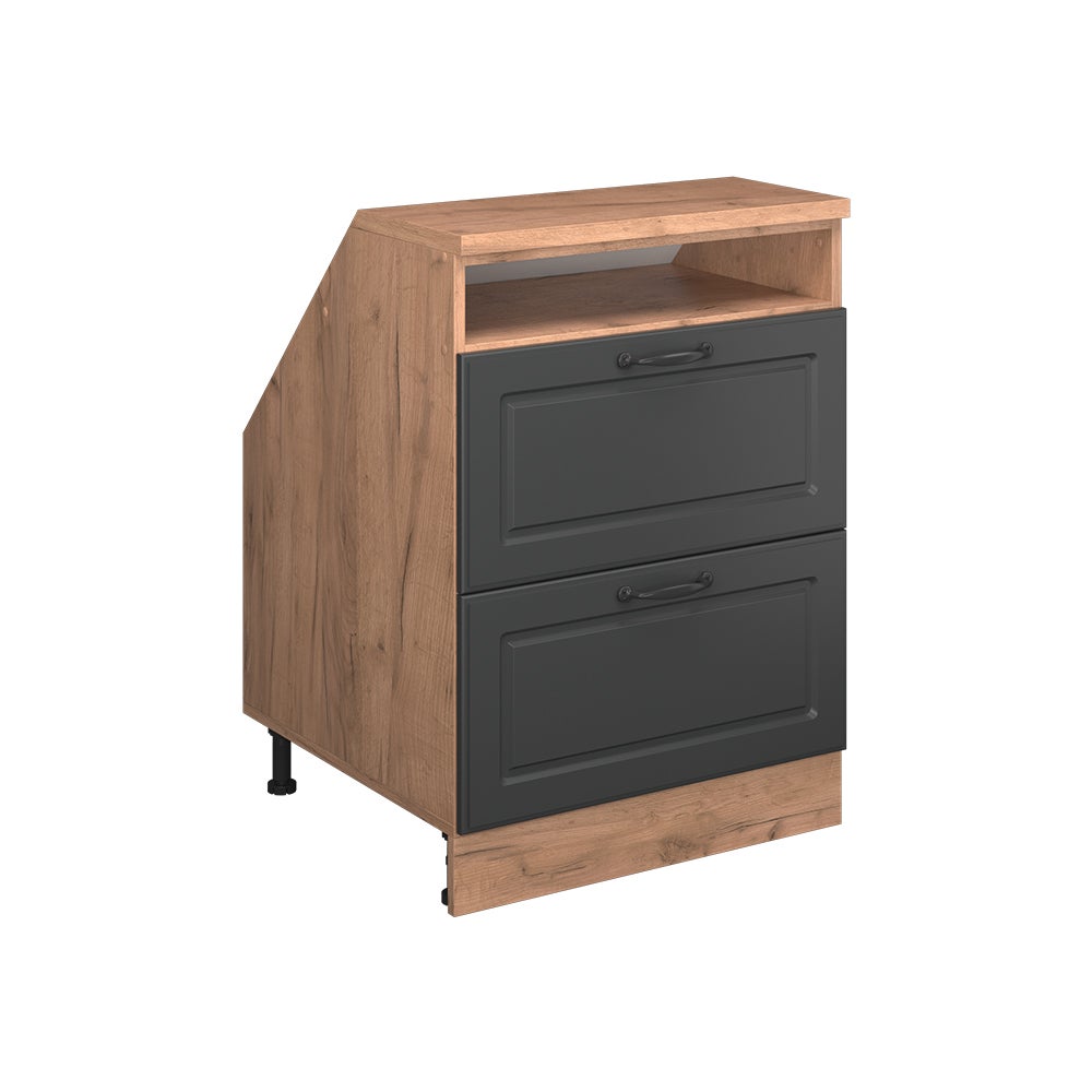 Vicco armario de cocina para techo inclinado r-line, antracita casa de campo, 60 cm con 2 cajones, carcasa 60 cm de profundidad
