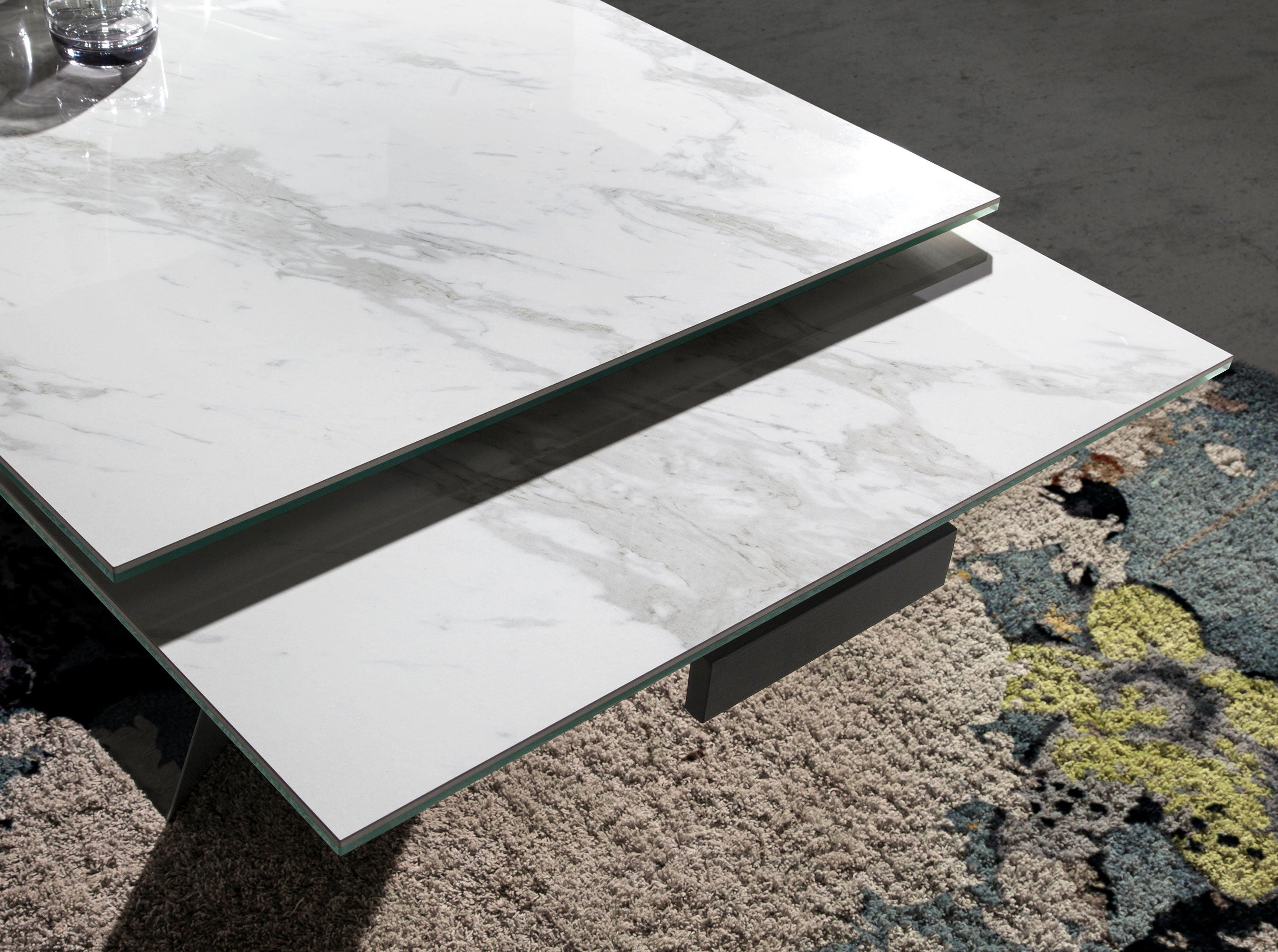Mesa comedor extensible rectangular mármol porcelánico y acero negro 180 x 90 x 75 cm - 5