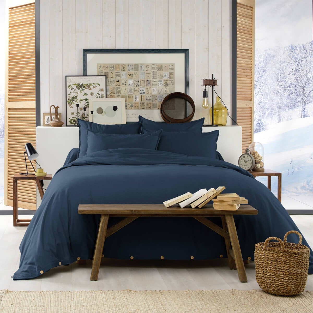 HEDDA - Housse de Couette 200x200cm Flanelle de Coton Coloris Nuit - 2