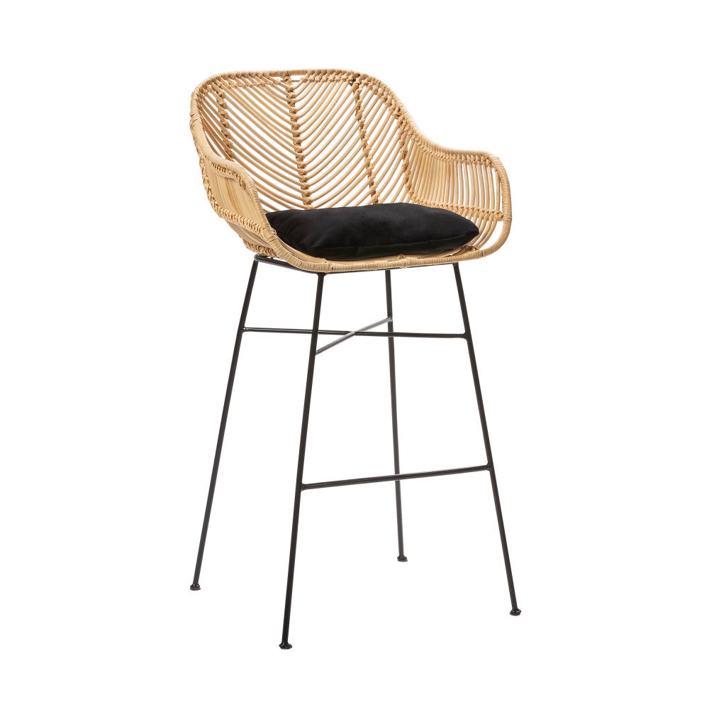 Nunuhai - Lot de 2 tabourets de bar en rotin H68cm - Naturel - 4