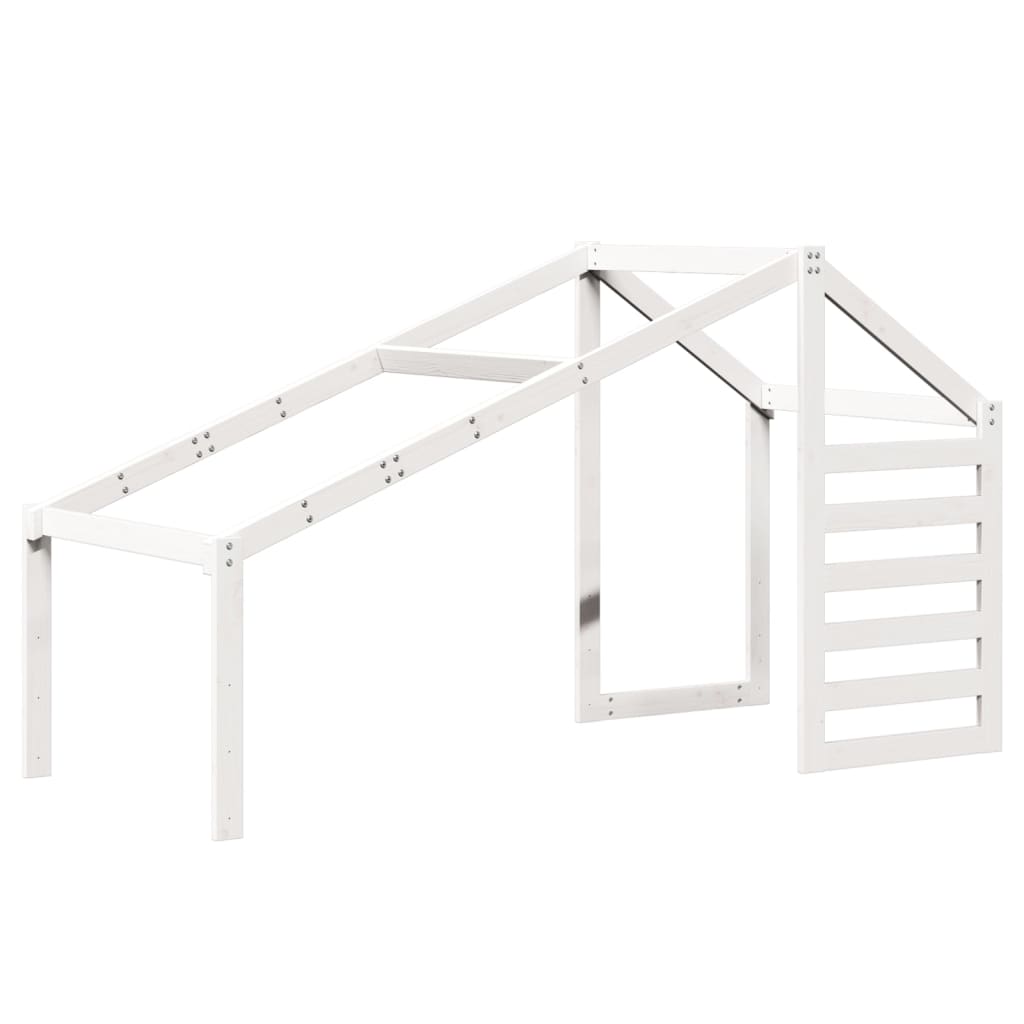 Lit haut avec toit blanc 90x200 cm bois de pin massif - 8