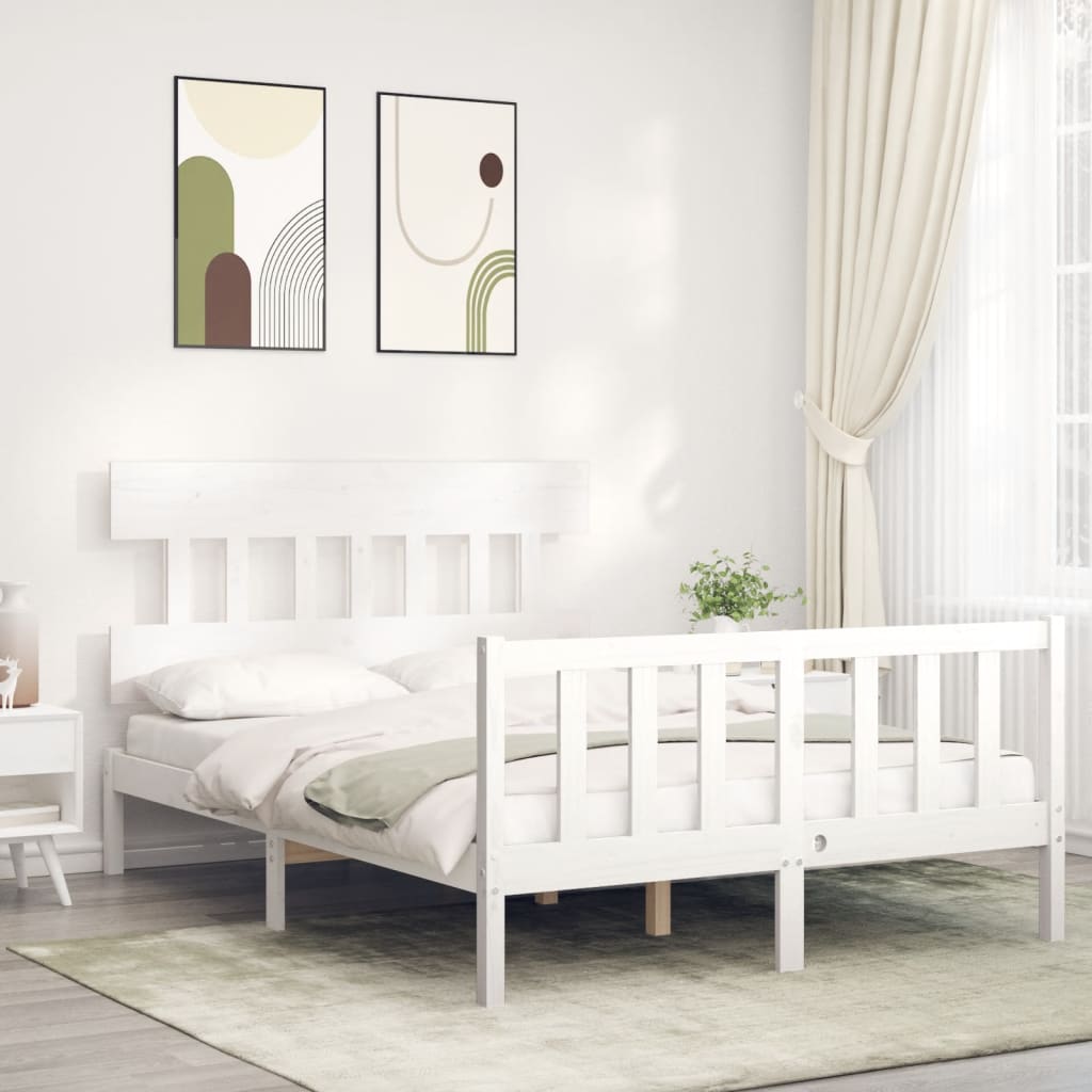 Cadre de lit sans matelas blanc 140x190 cm bois de pin massif vidaXL