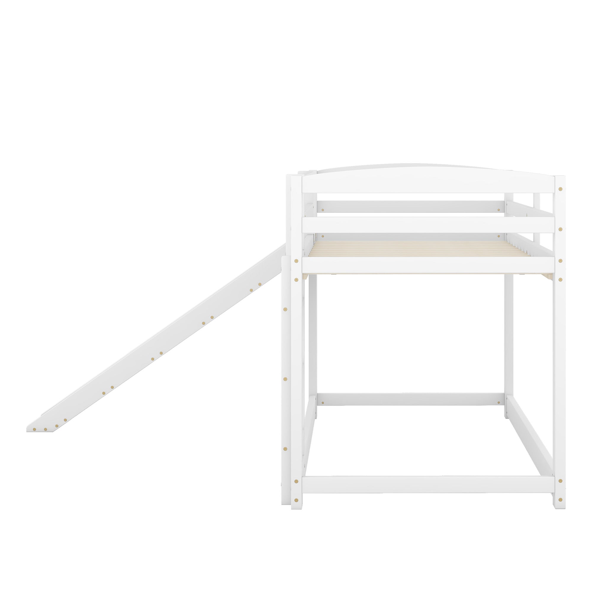 Łóżko piętrowe z sosny z barierkami przeciwupadkowymi + drabinka + zjeżdżalnia - 90x200cm - Białe - 7