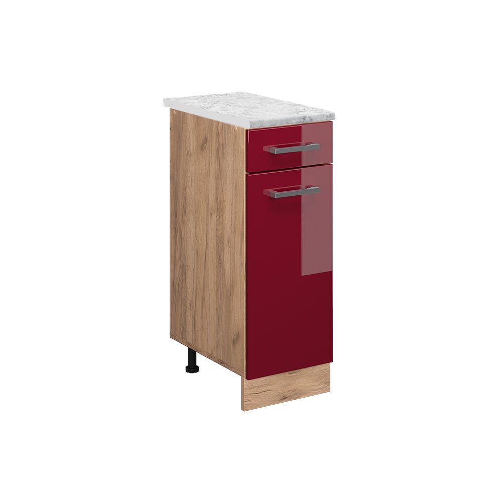 Vicco Szafka dolna do kuchni R-Line, Czerwony połysk, 30 cm BR Marmur