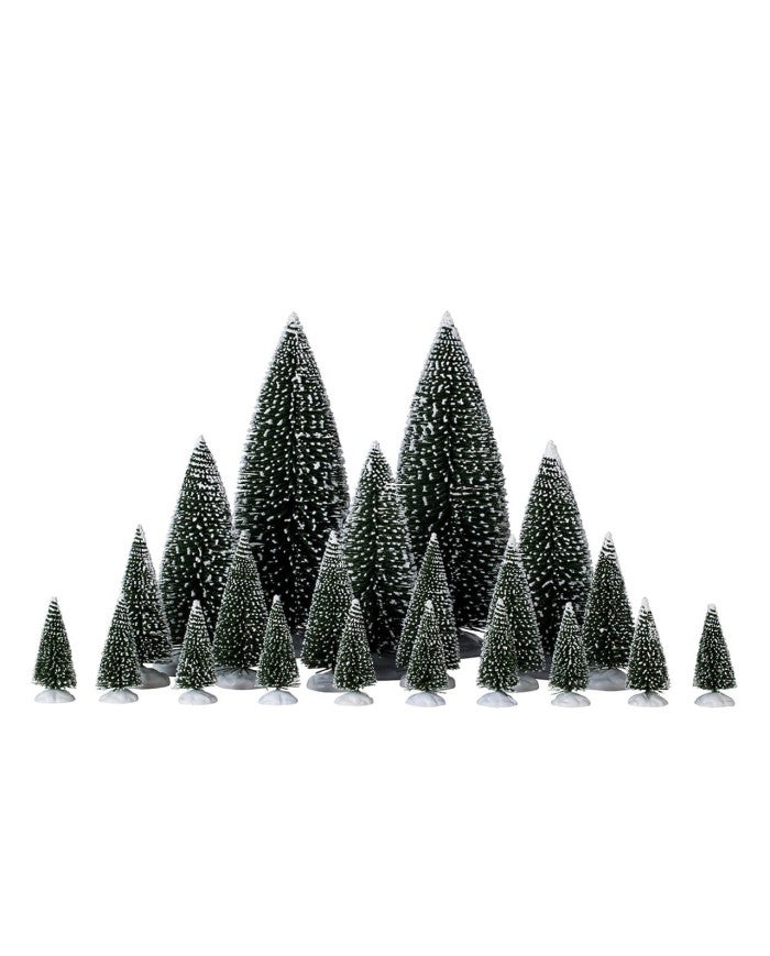 Lot De 21 Sapins Pinetti – Pour Crèche Et Village De Noël – Vert – Hauteurs 6 à 22 Cm