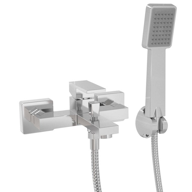 Valaz Robinet de bain/douche carré chromé à levier unique - Série Vinalopo