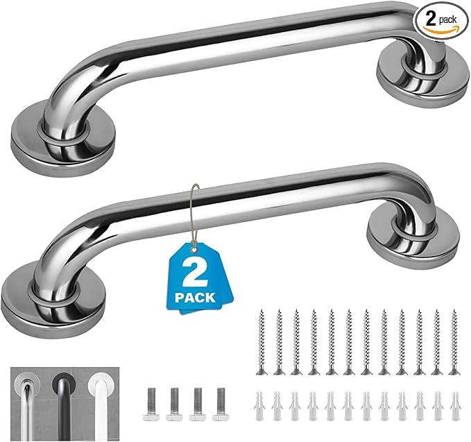 Lot de 2 barres d'appui de 30 cm pour baignoires et douches, barres d'appui pour personnes handicapées, poignée de douche