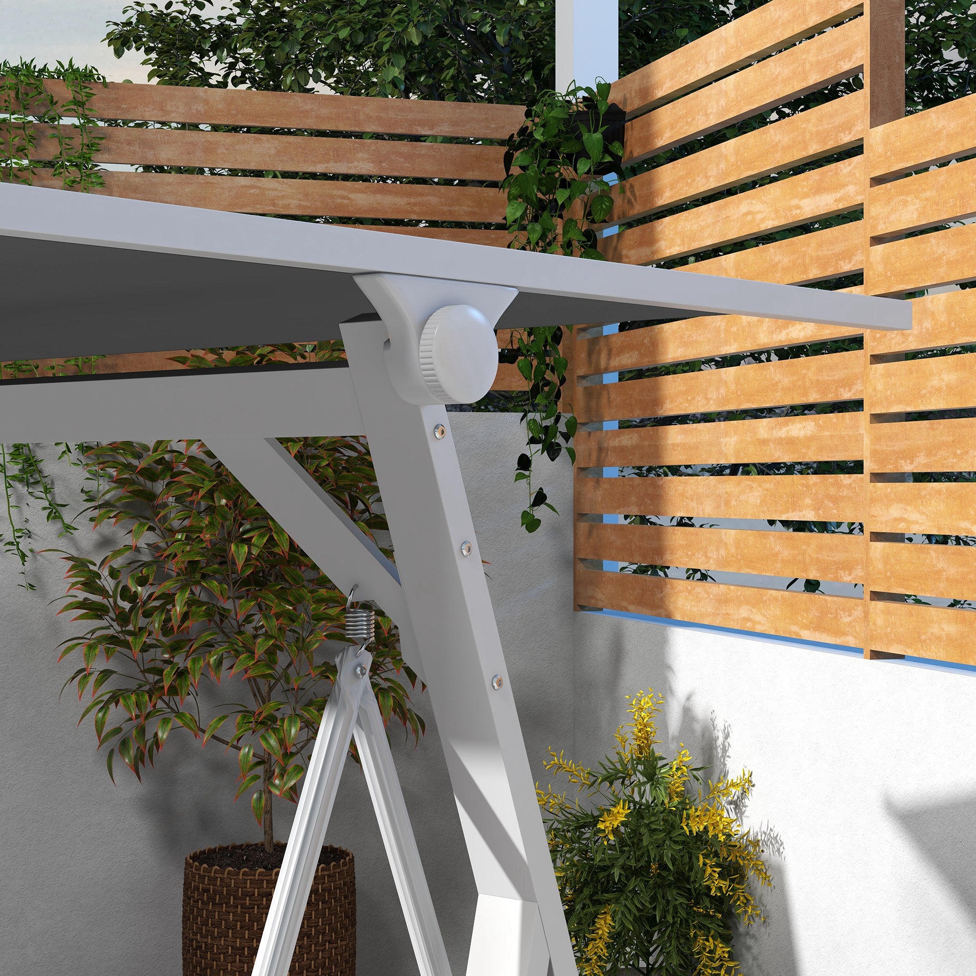 Balancelle de jardin design 3 places réglable matelas blanc gris foncé - 8