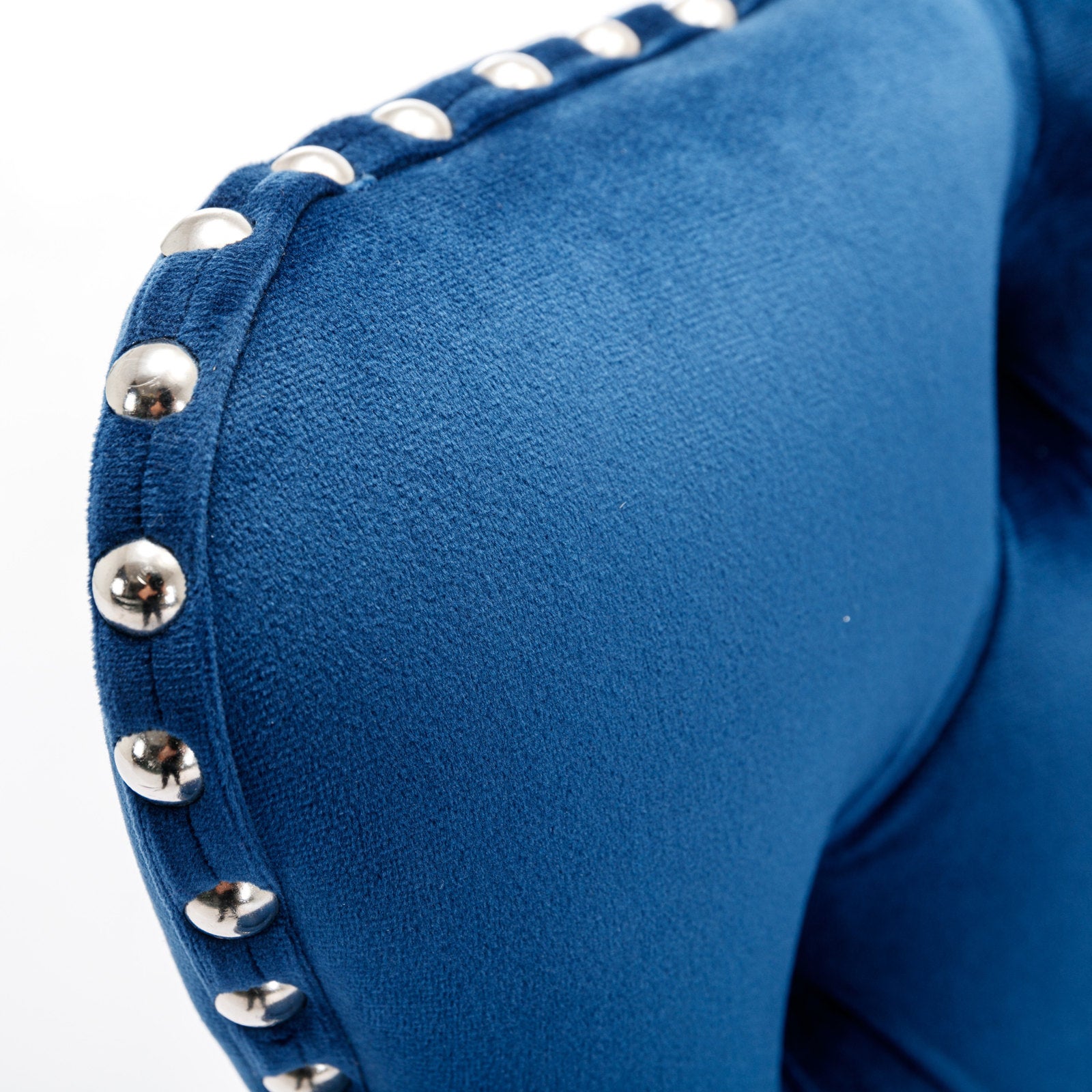 Tabouret de Bar Pivotant, Chaise de Bar Rembourrée, Lot de 2, Hauteur Réglable 63-84cm, Assise Velours avec Dossier et Base Chrome, Bleu - 5