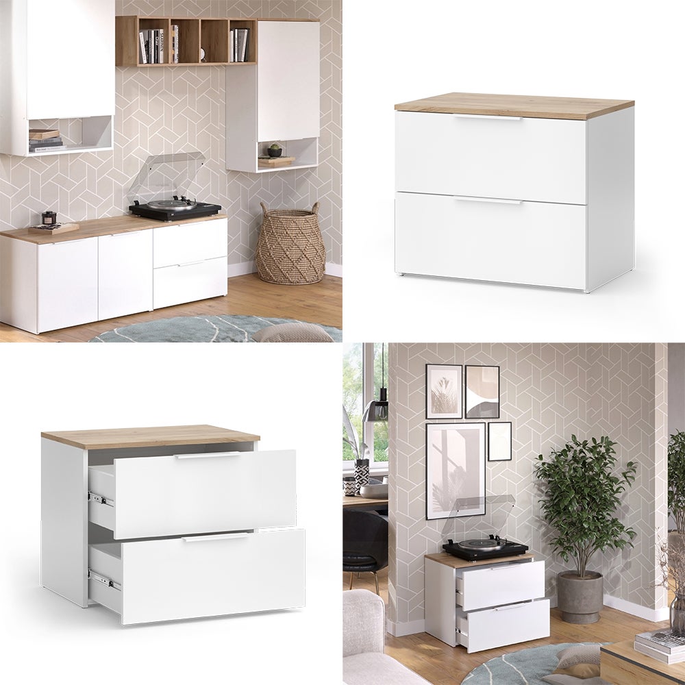 Vicco Commode Wido, Blanc/Sonoma, 60x50cm avec 2 tiroirs - 8