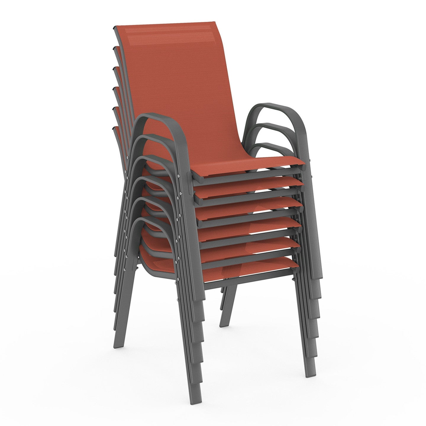 Salon de jardin MADRID table 150 CM et 6 chaises empilables terracotta - 4