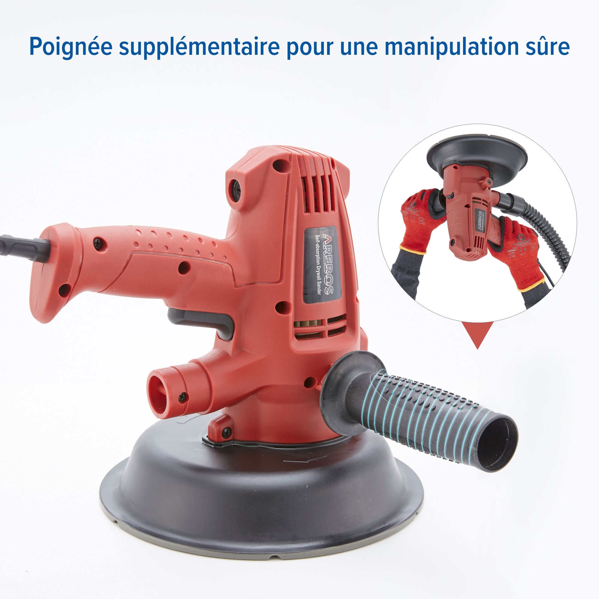 AREBOS Ponceuse de plafond 710W avec aspiration et 18x papier abrasif | 6 vitesses | 1.500-3.000 t/mn - 5