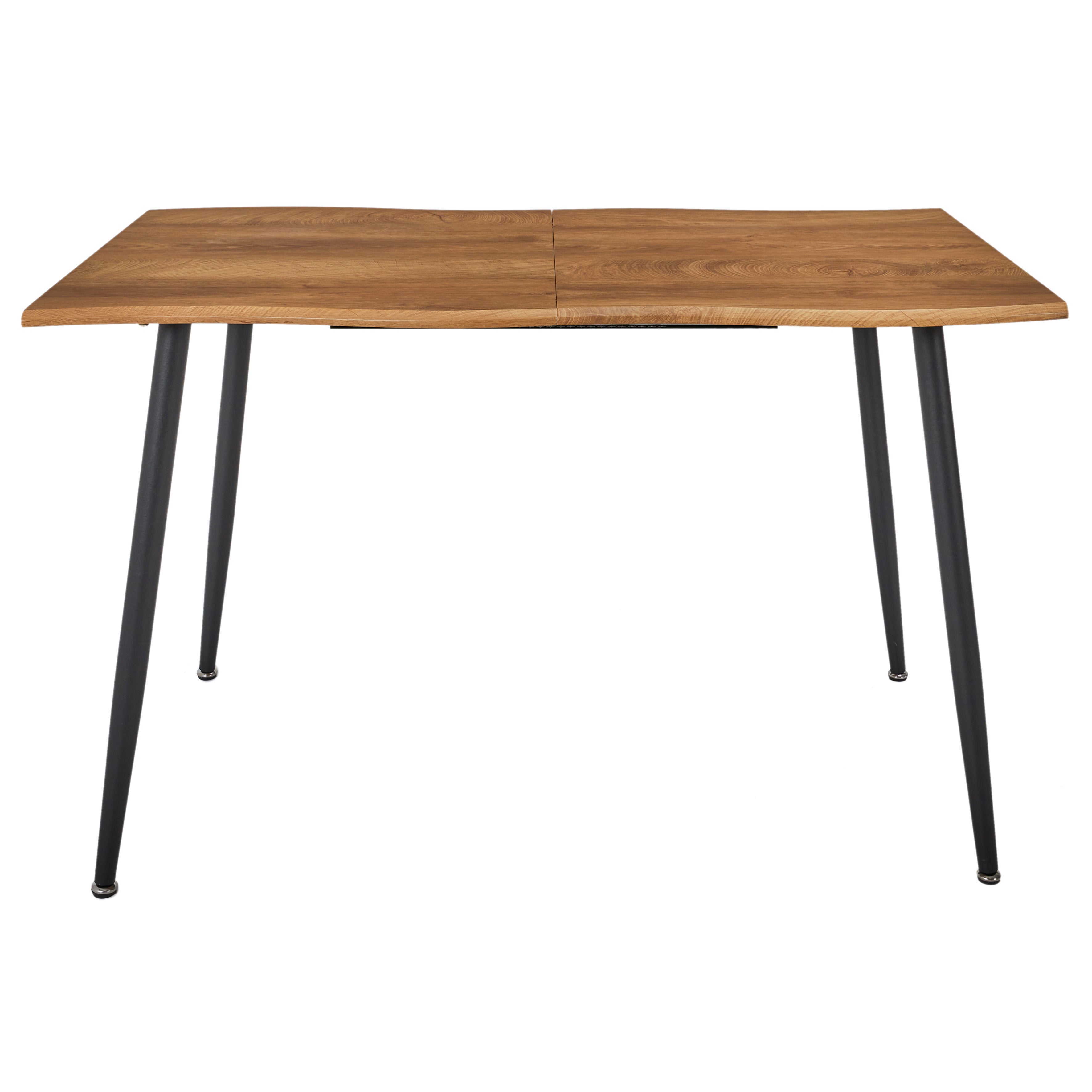 Table - Home Deco Factory - Abbott - Extensible - Bois Naturel Effet Chêne - Marron Et Noir - 2