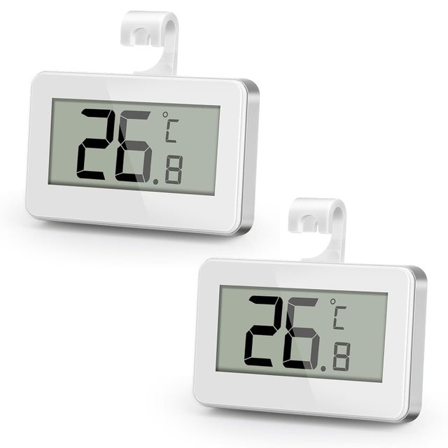 Thermomètre de congélateur numérique étanche avec écran LCD et crochet, parfait pour réfrigérateur, intérieur, extérieur-2pcs