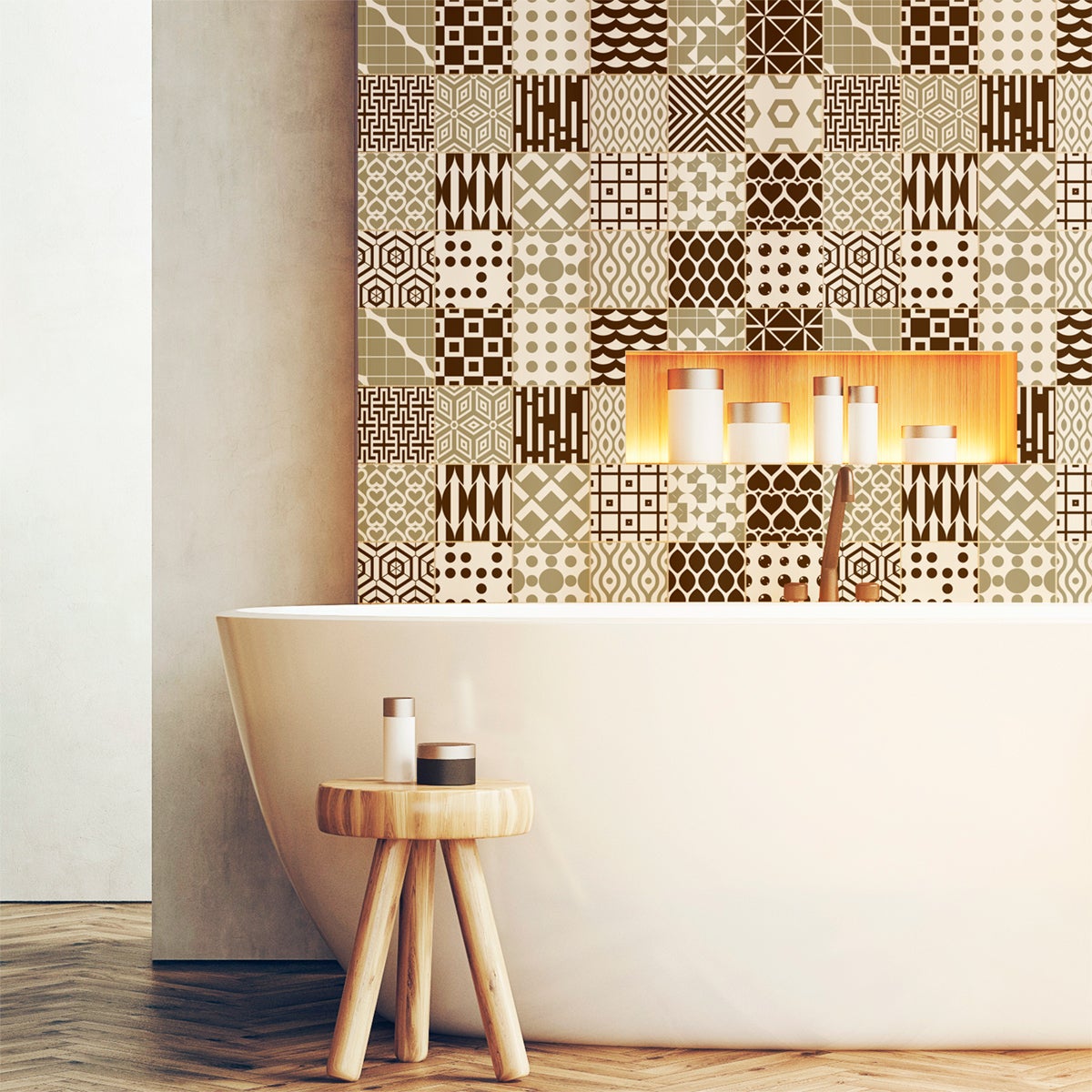 24 vinilos azulejos escandinavo escocia - adhesivo de pared - revestimiento sticker mural decorativo - 24stickers15x15cm