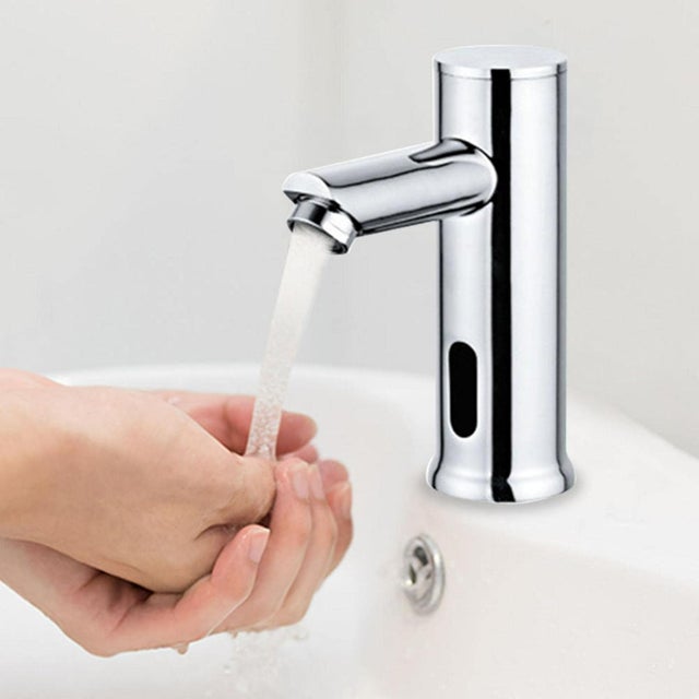 Robinet de salle de bain automatique sans contact, lavabo de salle de bain à piles en laiton avec boîtier de commande only cold water