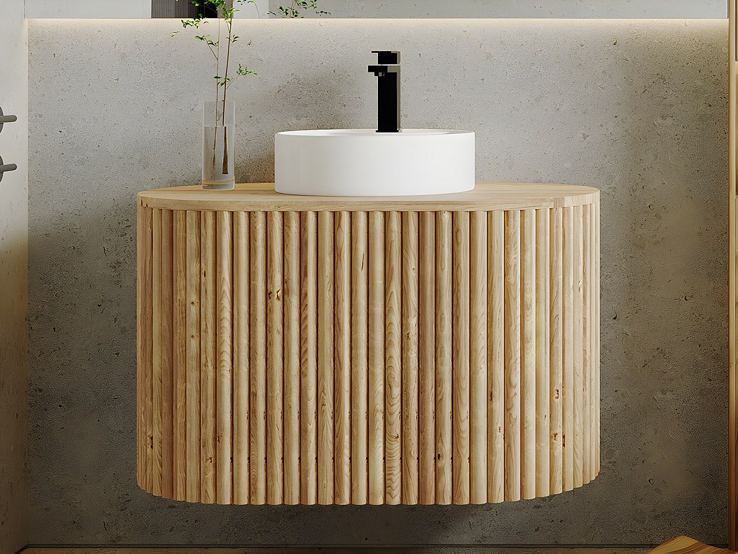 Szafka łazienkowa wisząca z drewna tekowego z umywalką - 90 cm - TOWARI