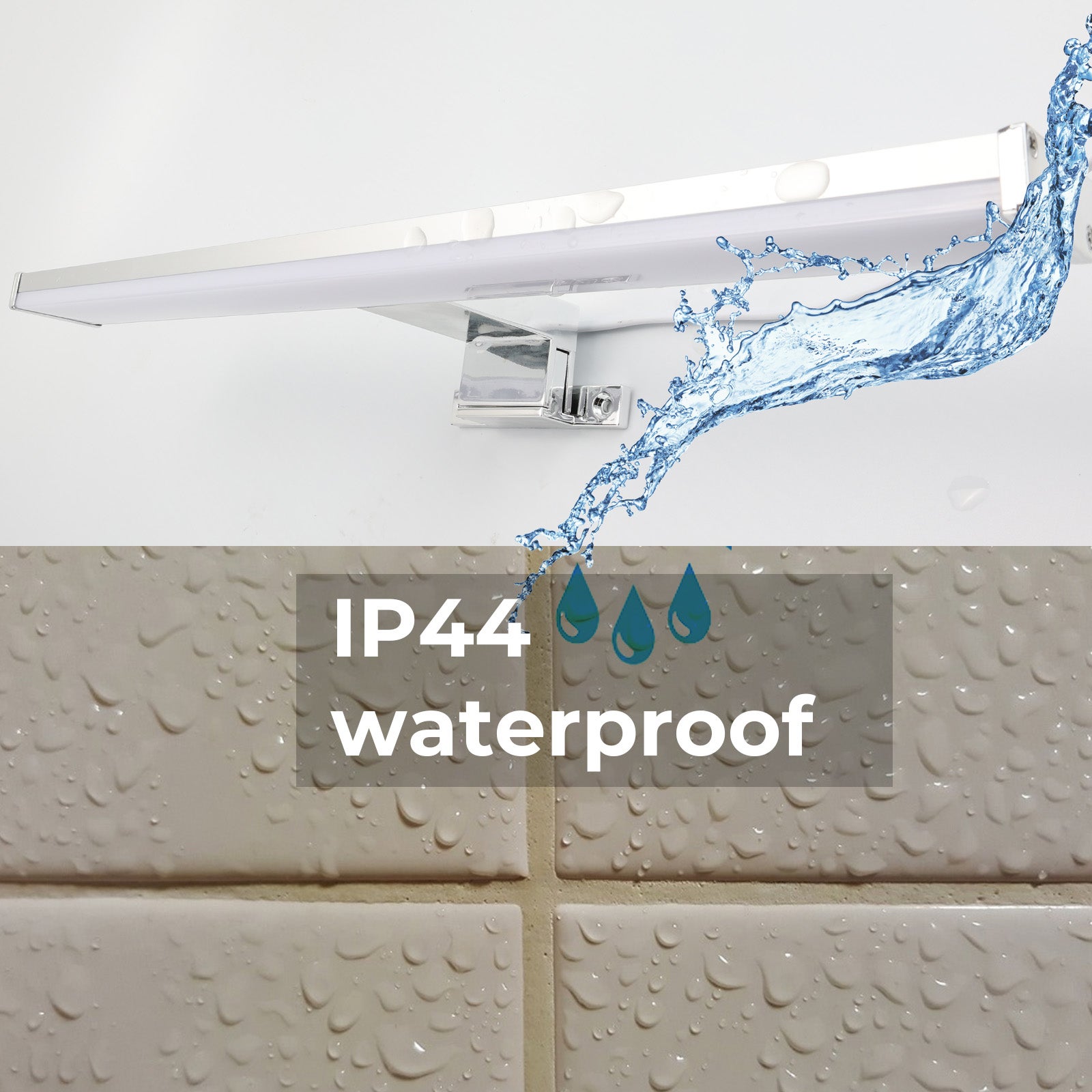 Aplique de Pared LED Slim para Baño y Espejo de Aluminio, 10W-40cm-IP44, Luz Blanca Neutra 4000K Negro - 6