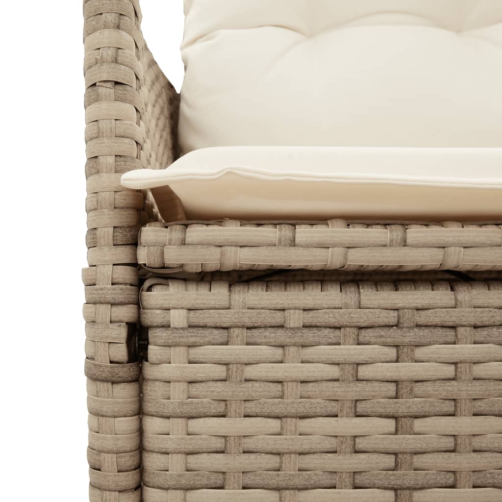 Chaises inclinables de jardin lot de 2 et coussins beige rotin - 8