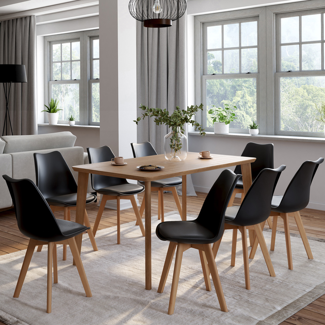 ZZINOKE Lot de 8 Chaises de Salle à Manger,Siège Rembourré Décontracté avec Pieds en Métal, Chaises de Salle à Manger Ergonomique, Chaise de Cuisine à Dossier Haut, Lin en Coton, Beige